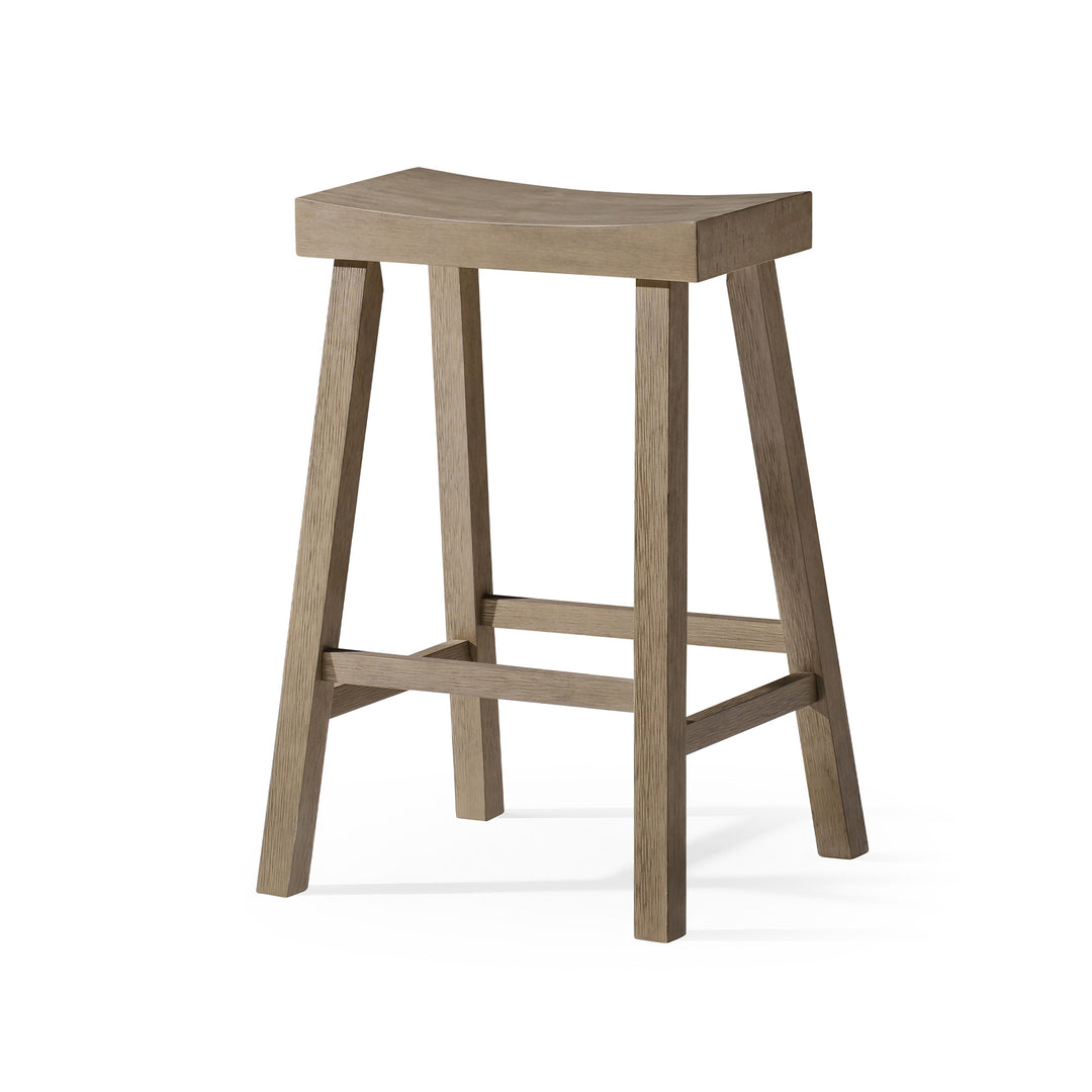 Maven Lane Vincent Wooden Rustic Aesthetic Kitchen Counter Stool, Antiqued Grey Finish - VMInnovations