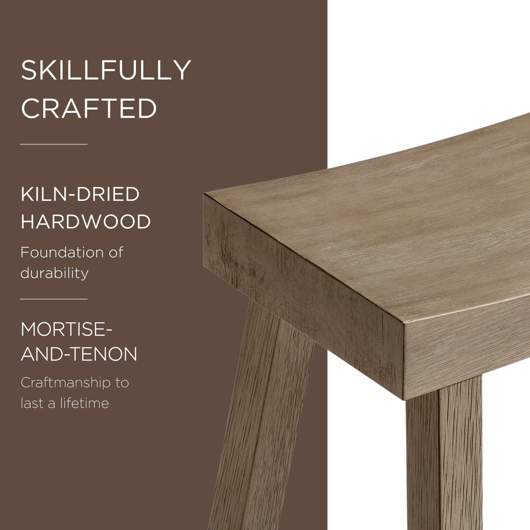 Maven Lane Vincent Wooden Rustic Aesthetic Kitchen Counter Stool, Antiqued Grey Finish - VMInnovations