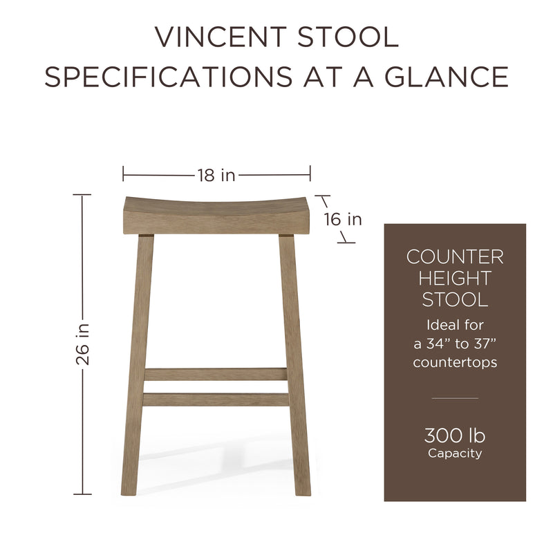 Maven Lane Vincent Wooden Rustic Aesthetic Kitchen Counter Stool, Antiqued Grey Finish