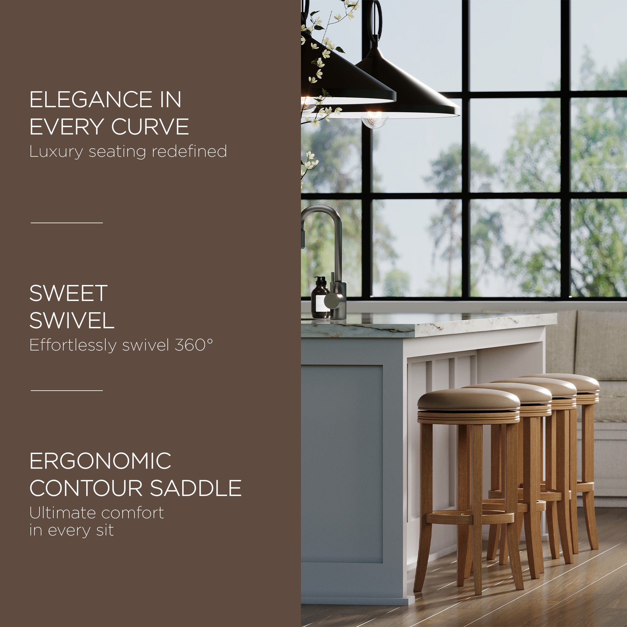 Maven Lane Bar Stool in Weathered Oak Finish w/Avanti Bone Vegan Leather (Used) - VMInnovations