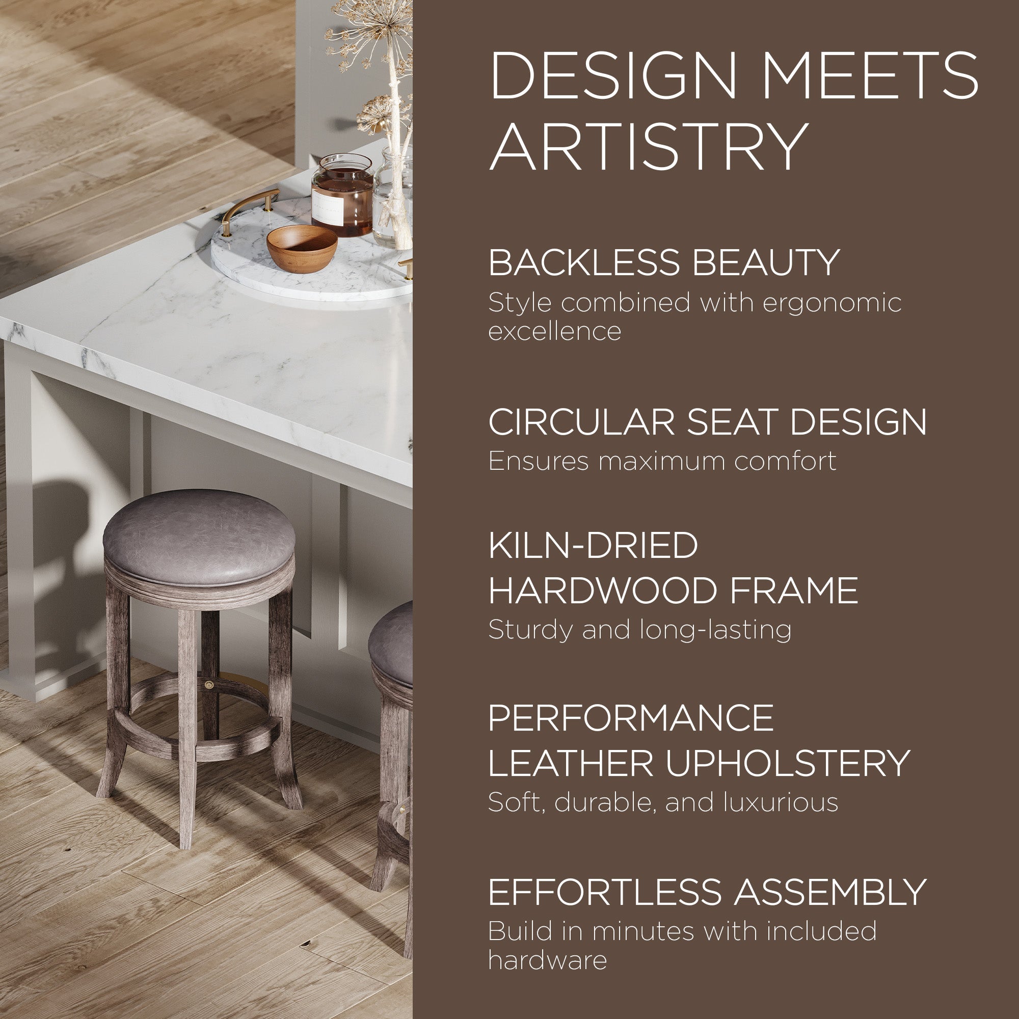 Maven Lane Counter Stool, Reclaimed Oak Finish w/ Ronan Vegan Leather (Used) - VMInnovations