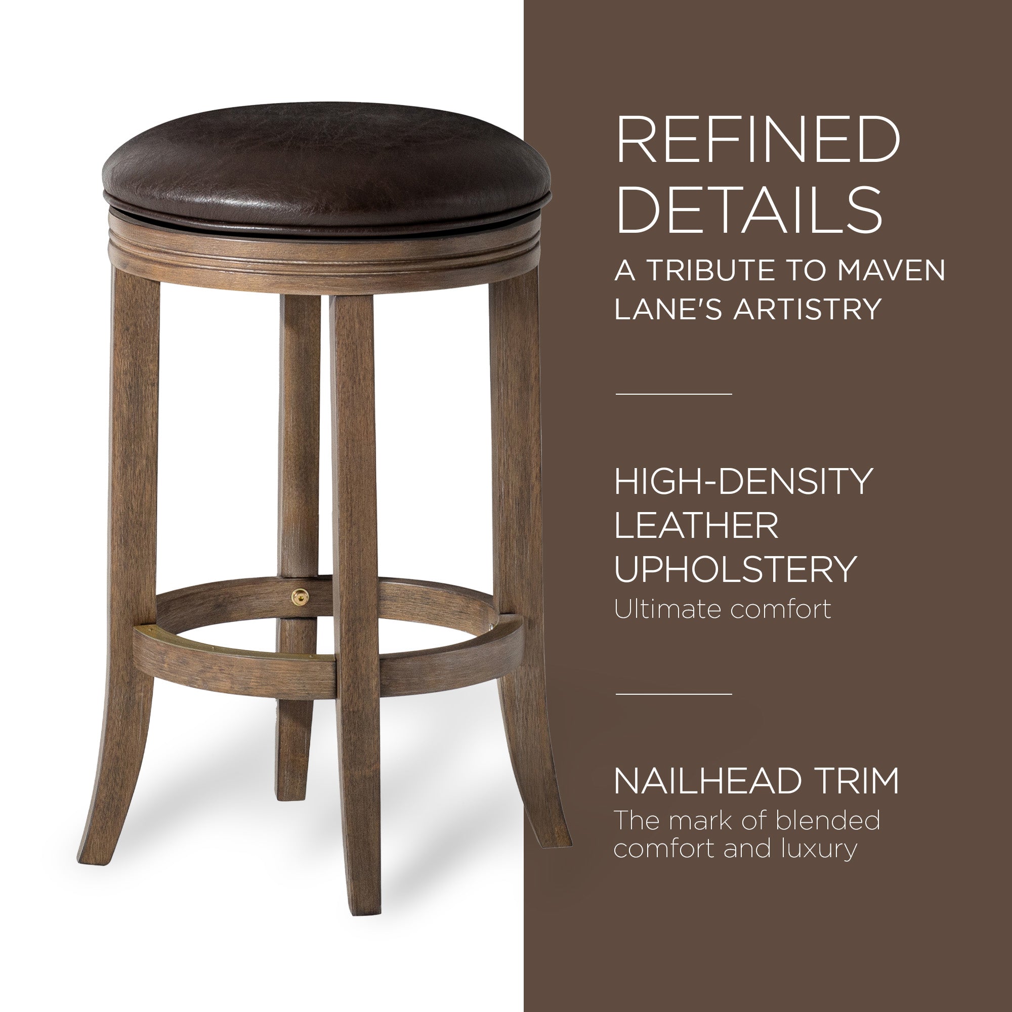 Maven Lane Eva Counter Stool in Walnut Finish with Vegan Leather (Used) - VMInnovations