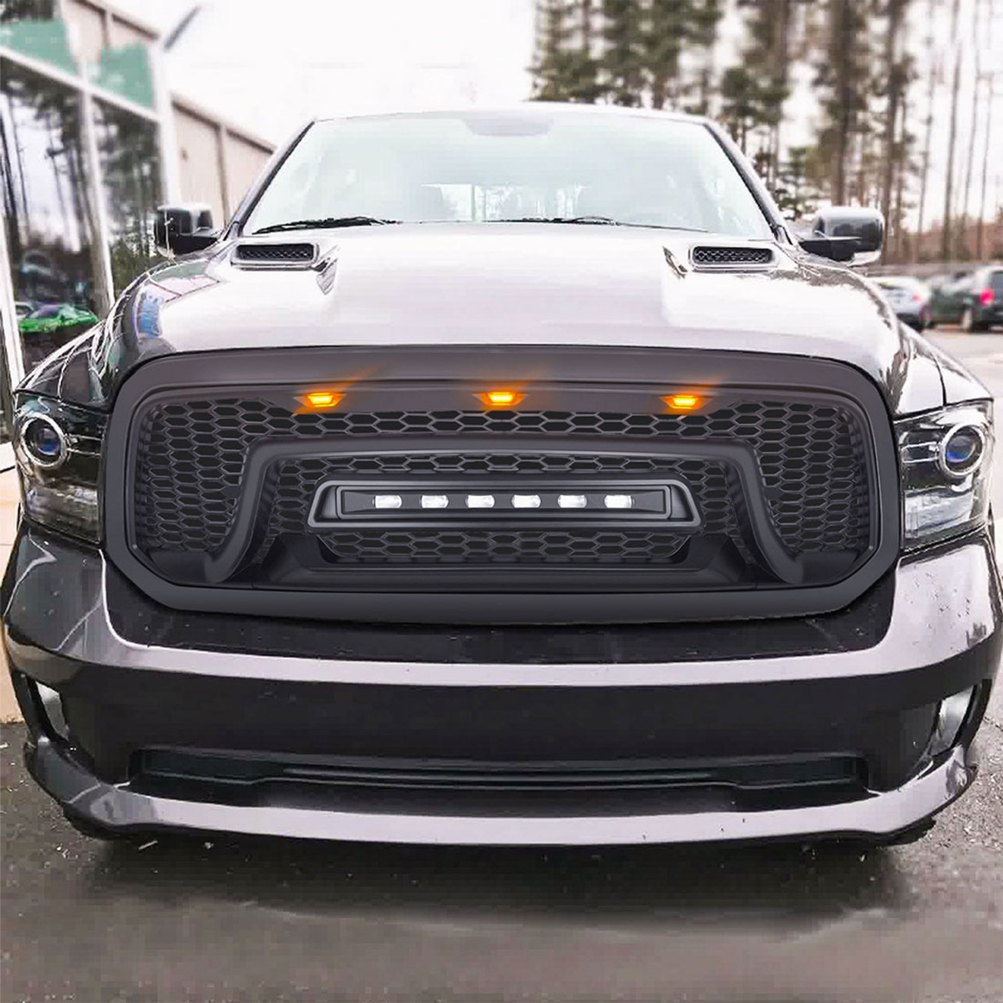 AMERICAN MODIFIED Armor Grille with Off Road Lights for 2013-2018 Dodge Ram 1500 - VMInnovations