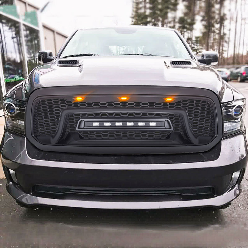 AMERICAN MODIFIED Armor Grille with Off Road Lights for 2013-2018 Dodge Ram 1500