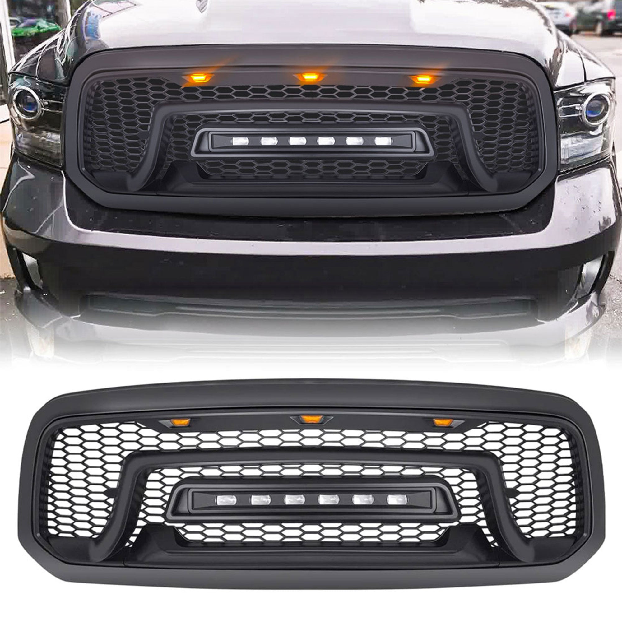 AMERICAN MODIFIED Armor Grille with Off Road Lights for 2013-2018 Dodge Ram 1500 - VMInnovations