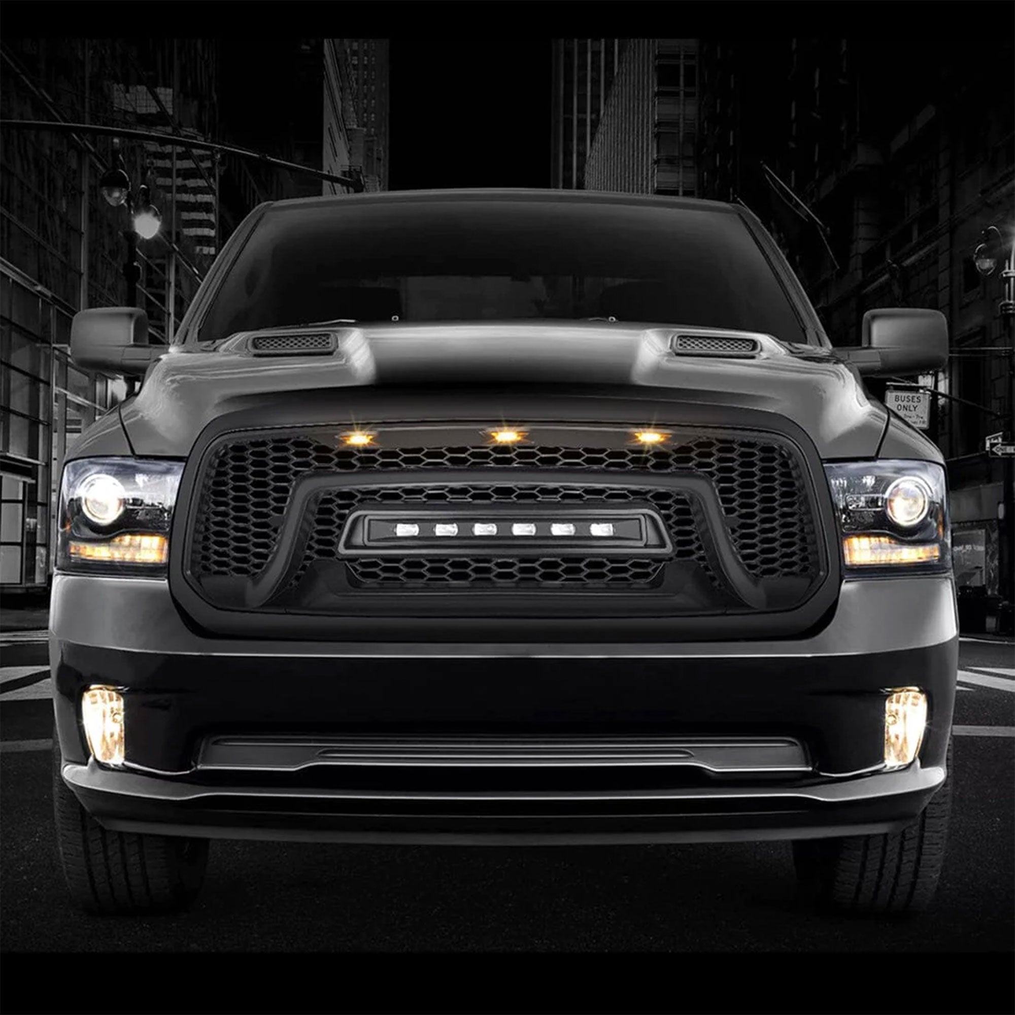 AMERICAN MODIFIED Armor Grille with Off Road Lights for 2013-2018 Dodge Ram 1500 - VMInnovations