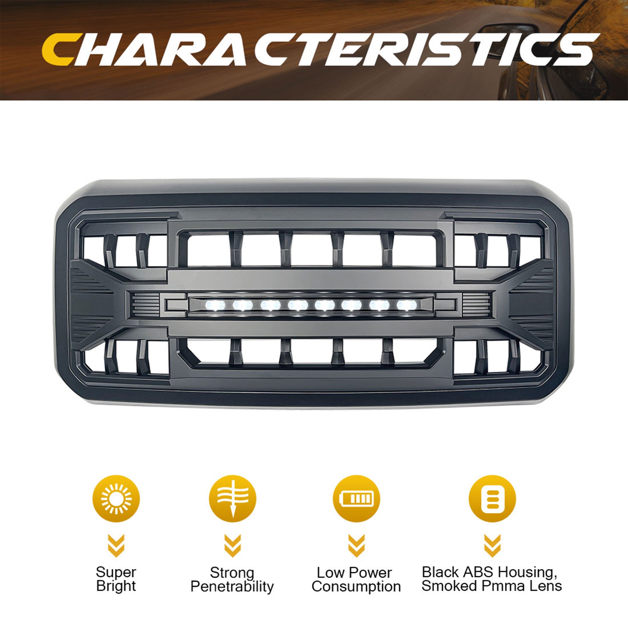 AMERICAN MODIFIED Armor Grille w/Off Road Lights for 11-16 Ford Super Duty(Used) - VMInnovations