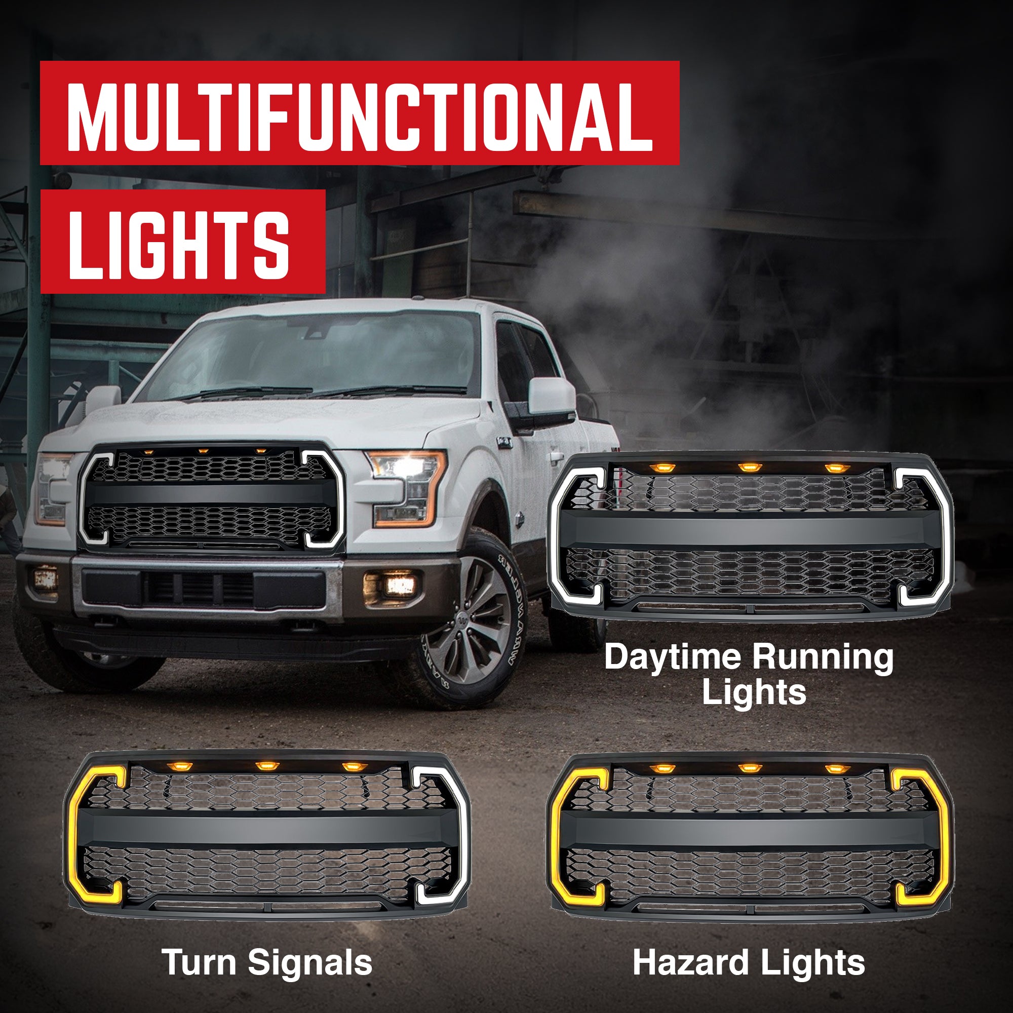 AMERICAN MODIFIED Raptor Style Grille w/Turn Lights, 2015-2017 Ford F150 (Used) - VMInnovations