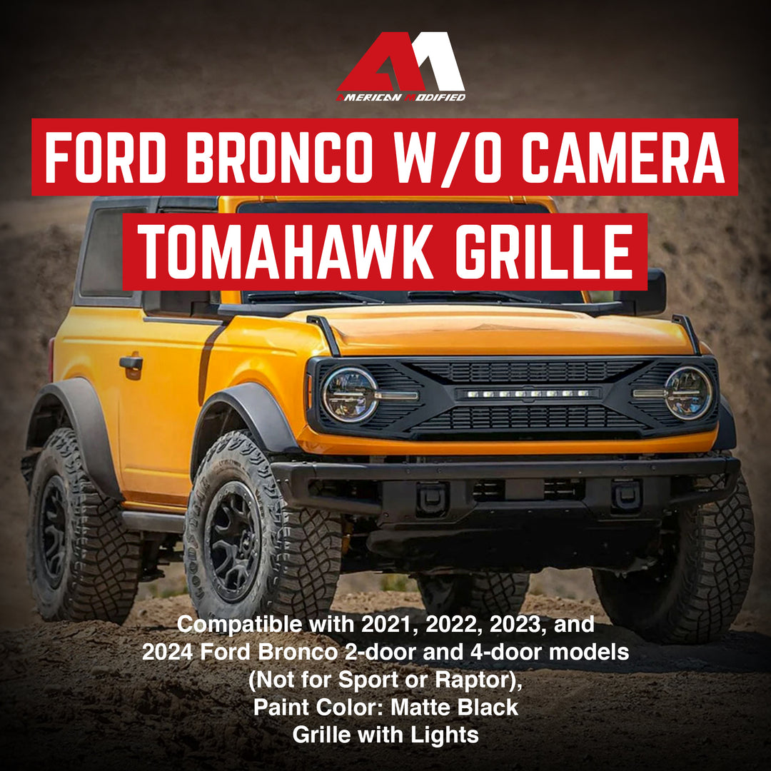 AMERICAN MODIFIED Front Grille w/ Lights for 21-24 Ford Bronco w/o Front Camera - VMInnovations
