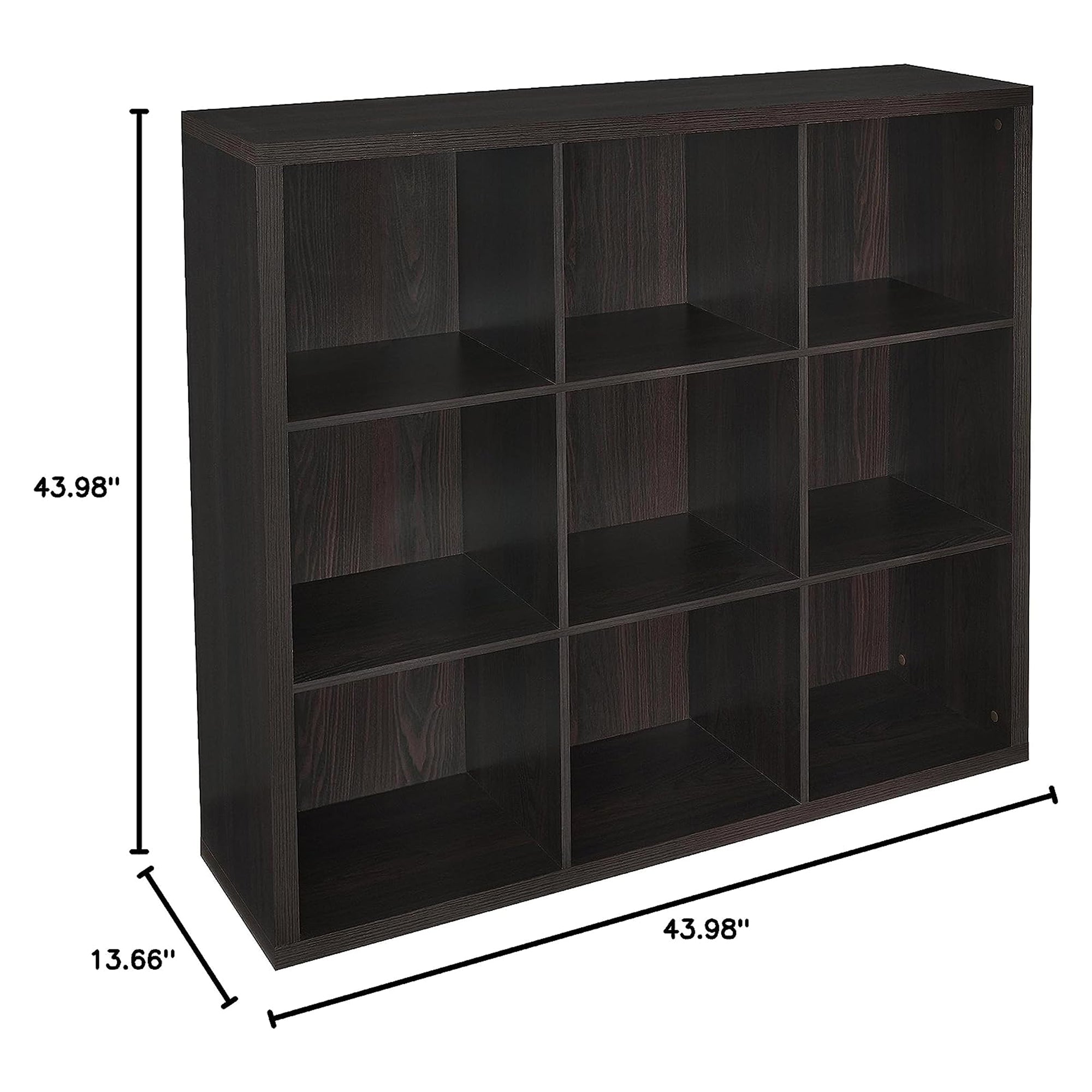 ClosetMaid 9 Cube Storage Shelf Bookshelf Home Organizer with Back Panel, Black - VMInnovations