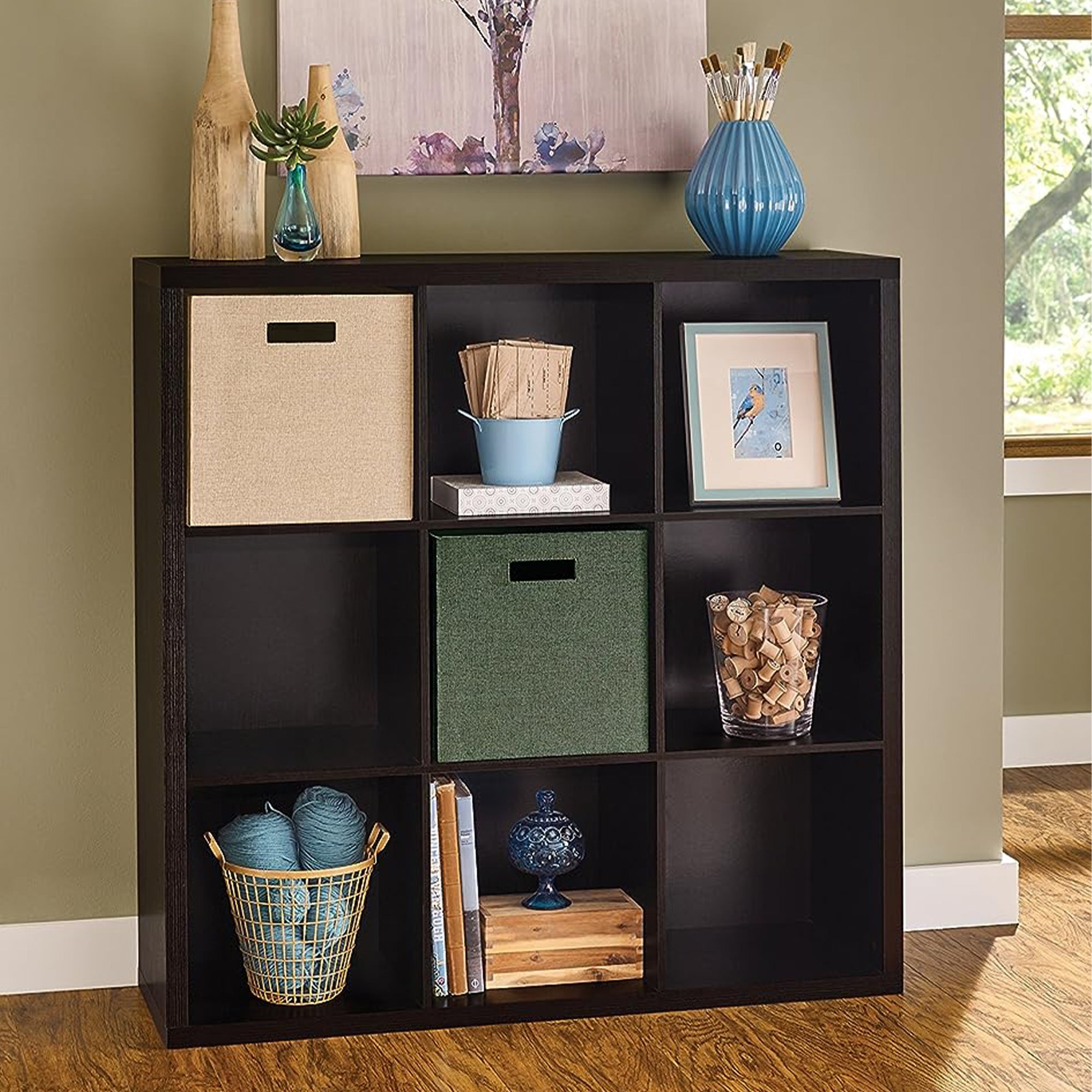 ClosetMaid 9 Cube Shelf Bookshelf Home Organizer w/Back Panel, Black (Used) - VMInnovations