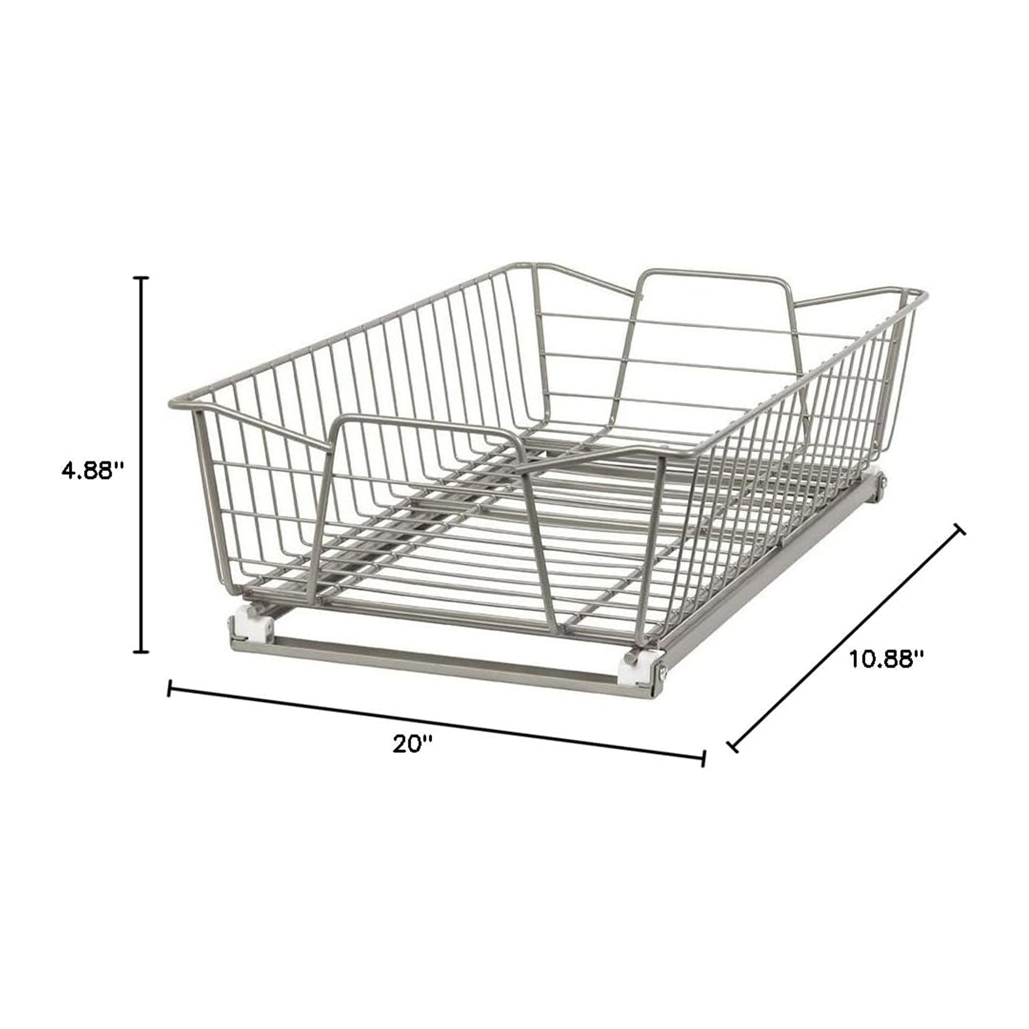 ClosetMaid 11" Wide Kitchen Single Tier Cabinet Pull Out Basket,Nickel(Open Box) - VMInnovations