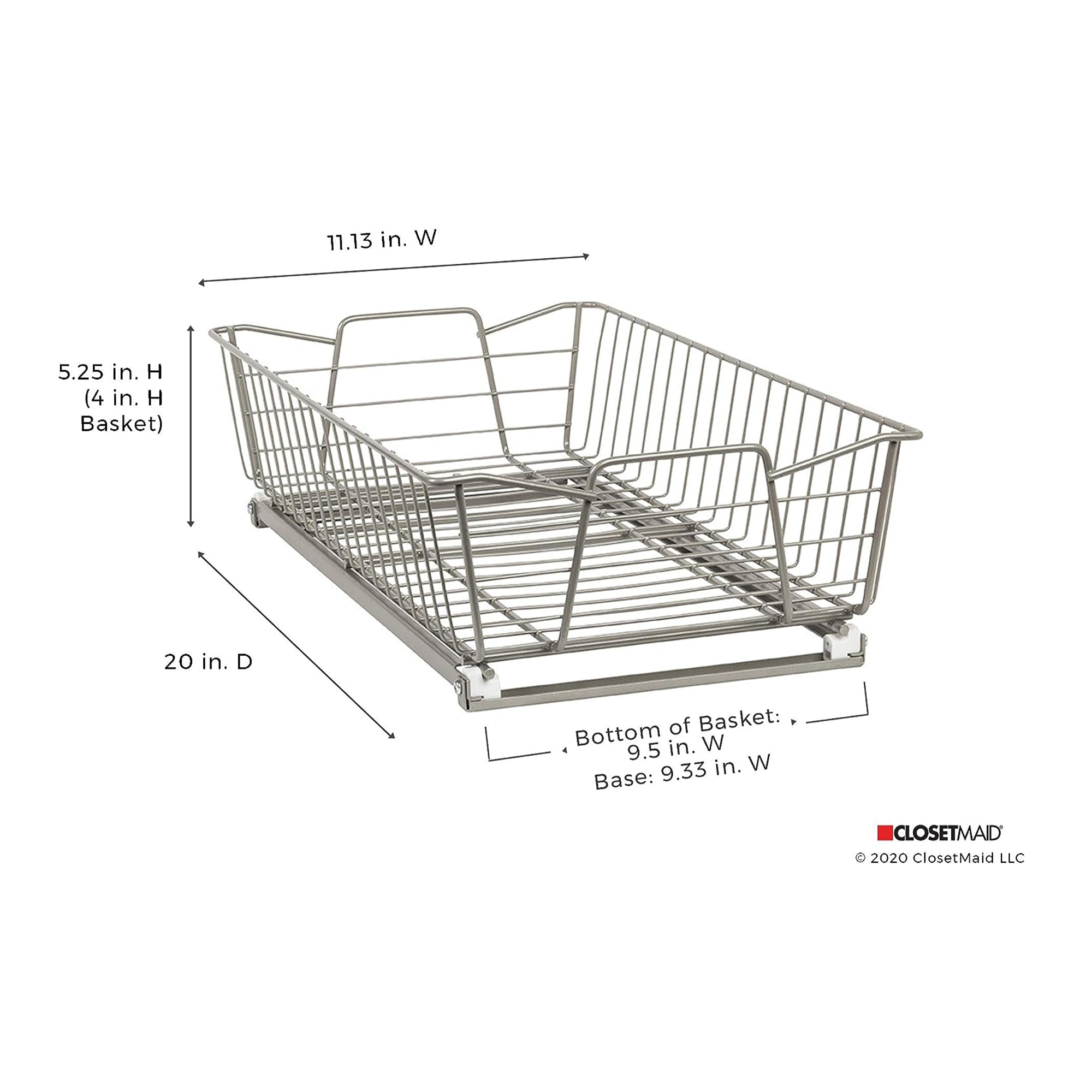 ClosetMaid 11" Wide Kitchen Single Tier Cabinet Pull Out Basket,Nickel(Open Box) - VMInnovations