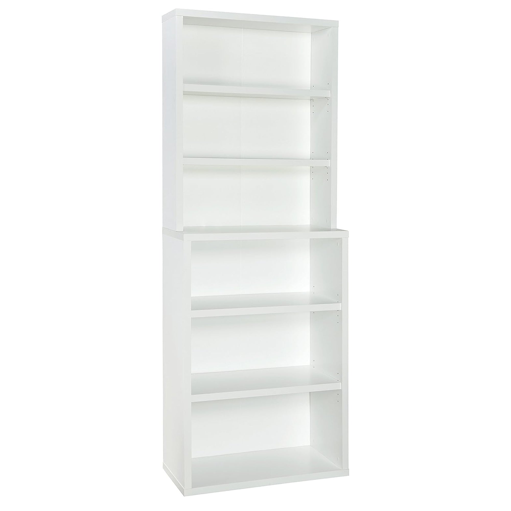 ClosetMaid 6 Tier Bookshelf with Adjustable Shelves and Closed Back Panel, White - VMInnovations