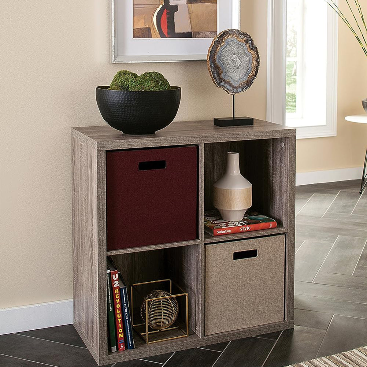 ClosetMaid 4 Cube Storage Shelf Bookshelf Home Organizer W Back Panel(For Parts)