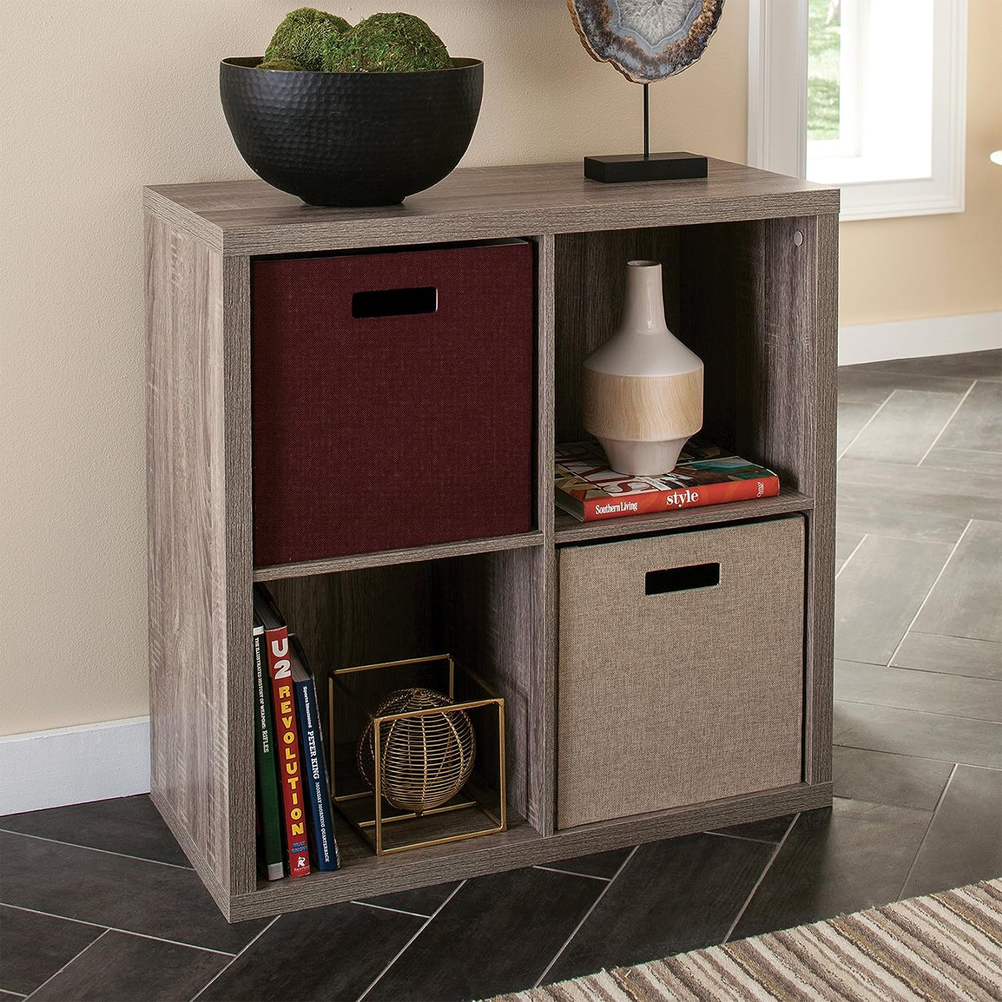 ClosetMaid 4 Storage Shelf Bookshelf Home Organizer w/Back Panel, Gray(Open Box) - VMInnovations