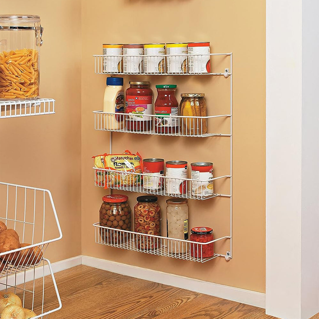 ClosetMaid 4 Tier Door or Wall Mount Rack Organizer for Home and Kitchen, White - VMInnovations