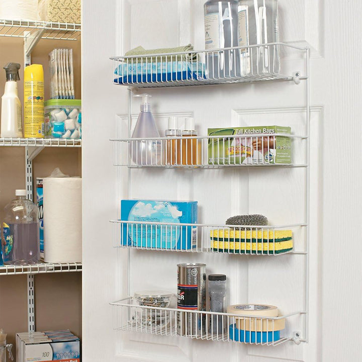 ClosetMaid 4 Tier Door or Wall Mount Rack Organizer for Home and Kitchen, White - VMInnovations