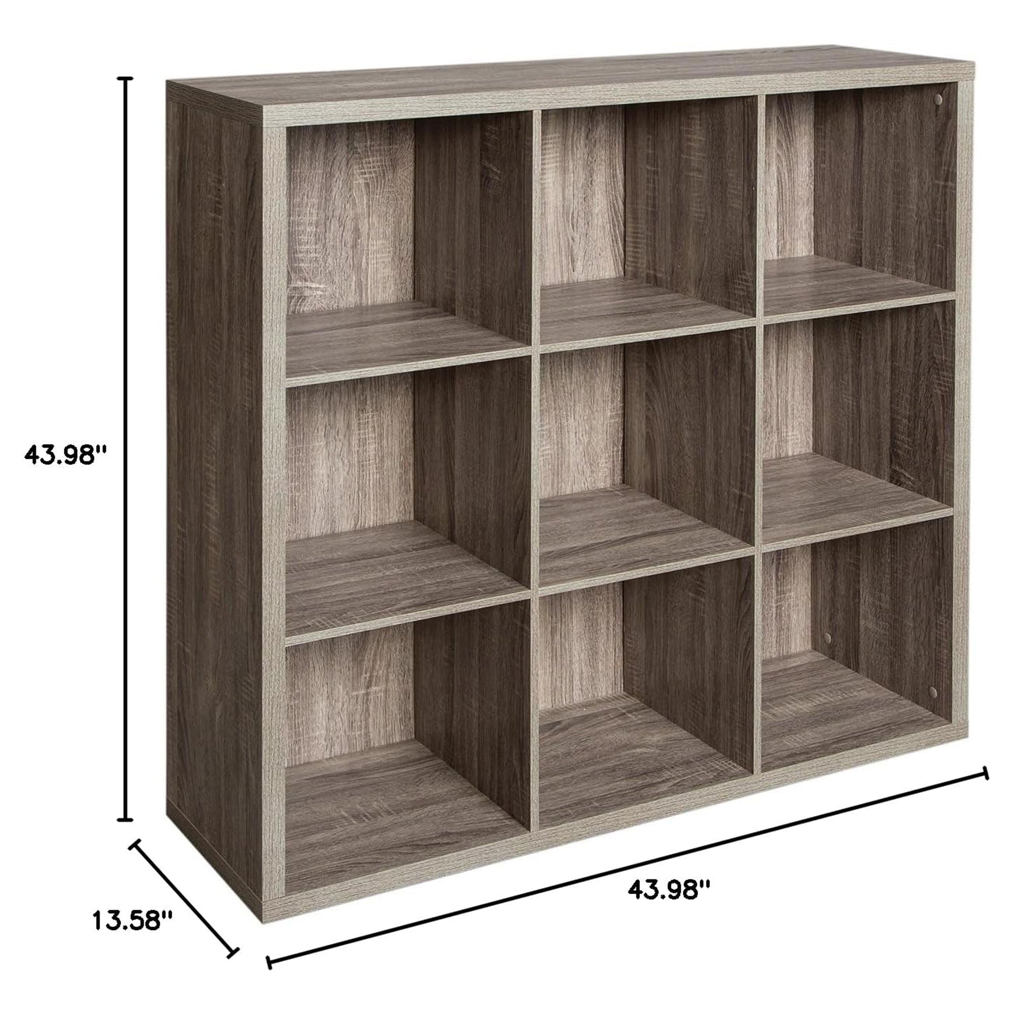 ClosetMaid 9 Cube Storage Shelf Bookshelf Home Organizer with Back Panel, Gray - VMInnovations