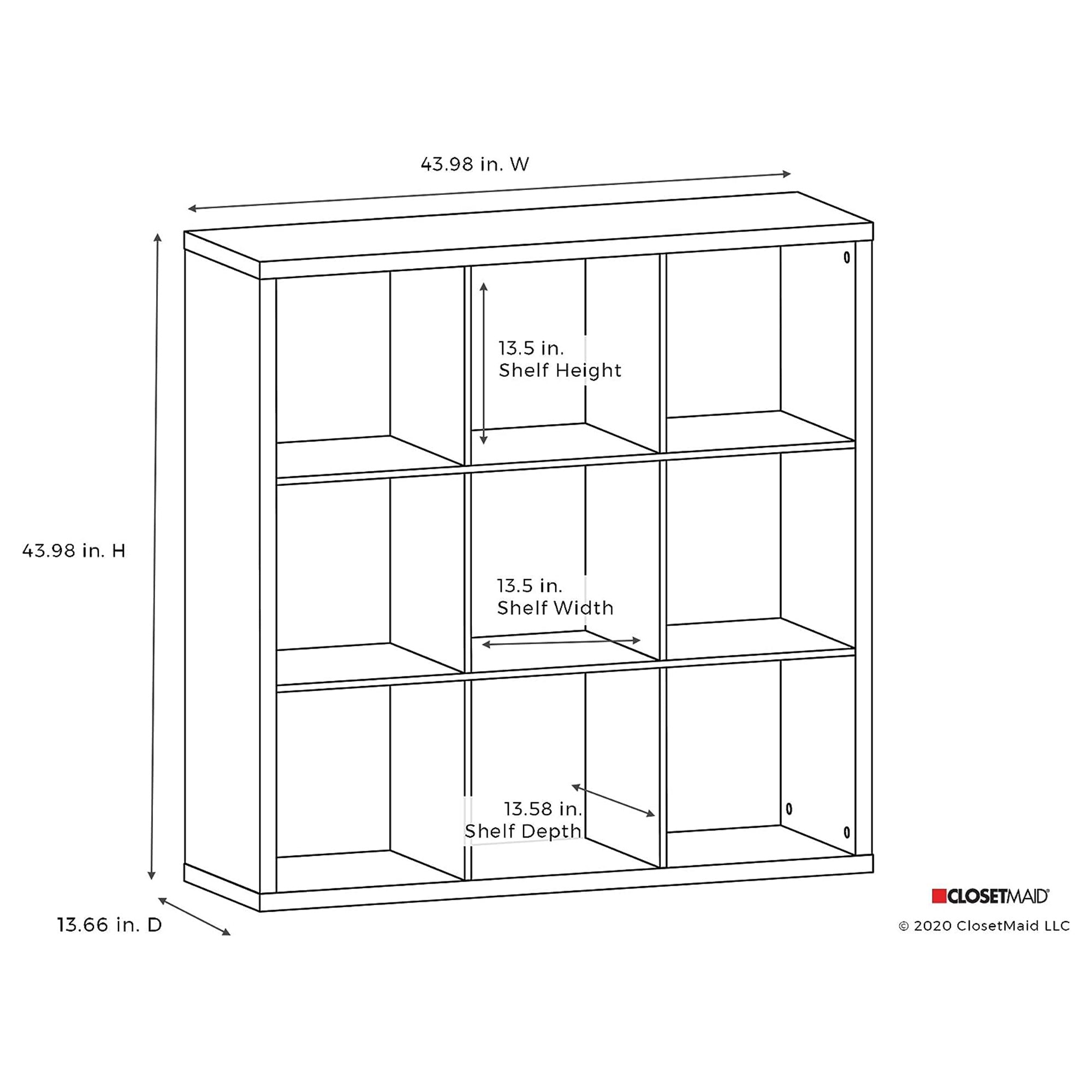 ClosetMaid 9 Cube Storage Shelf Bookshelf Home Organizer with Back Panel, Gray - VMInnovations