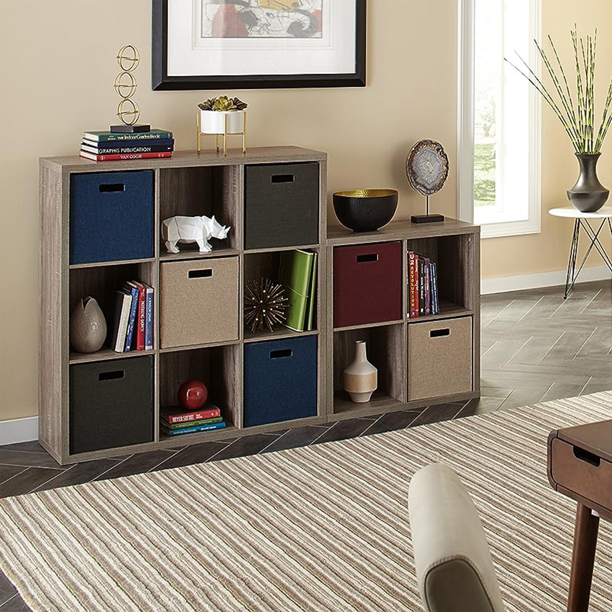 ClosetMaid 9 Cube Storage Shelf Bookshelf Home Organizer with Back Panel, Gray - VMInnovations