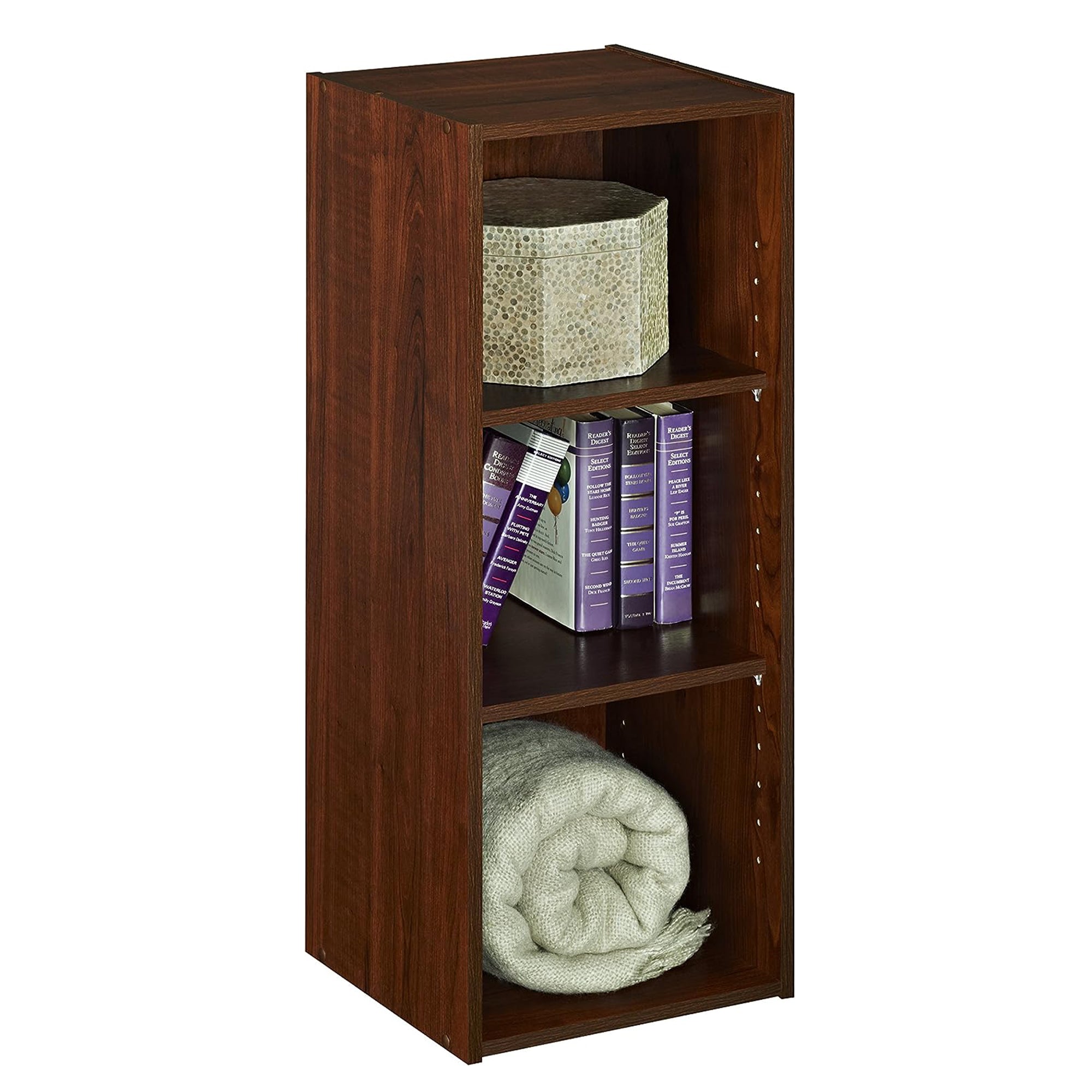 ClosetMaid 3 Tier Wooden Organizer w/2 Adjustable Shelves, Dark Cherry(Open Box) - VMInnovations
