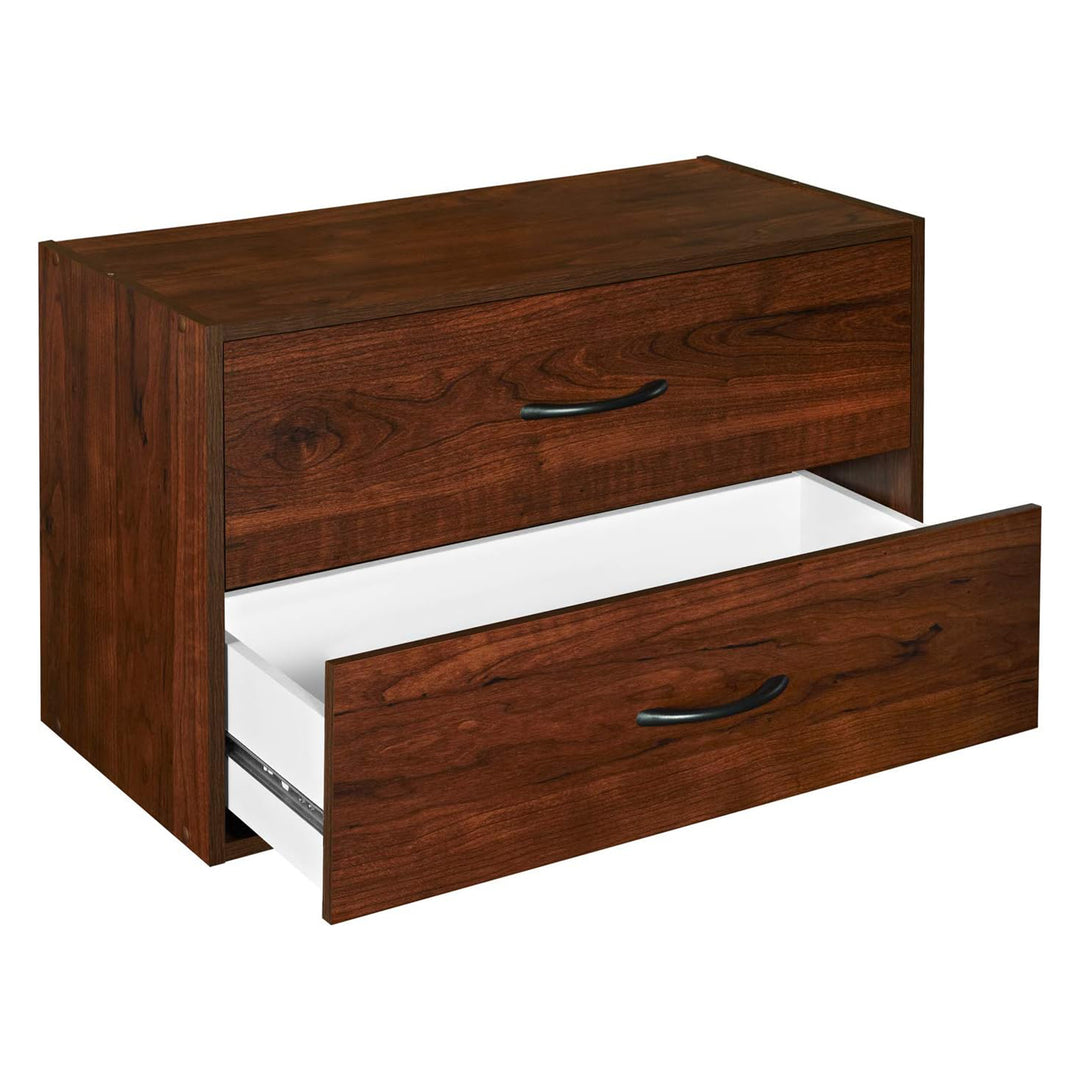 ClosetMaid Stackable 2 Drawer Wooden Horizontal Storage Organizer, Dark Cherry - VMInnovations