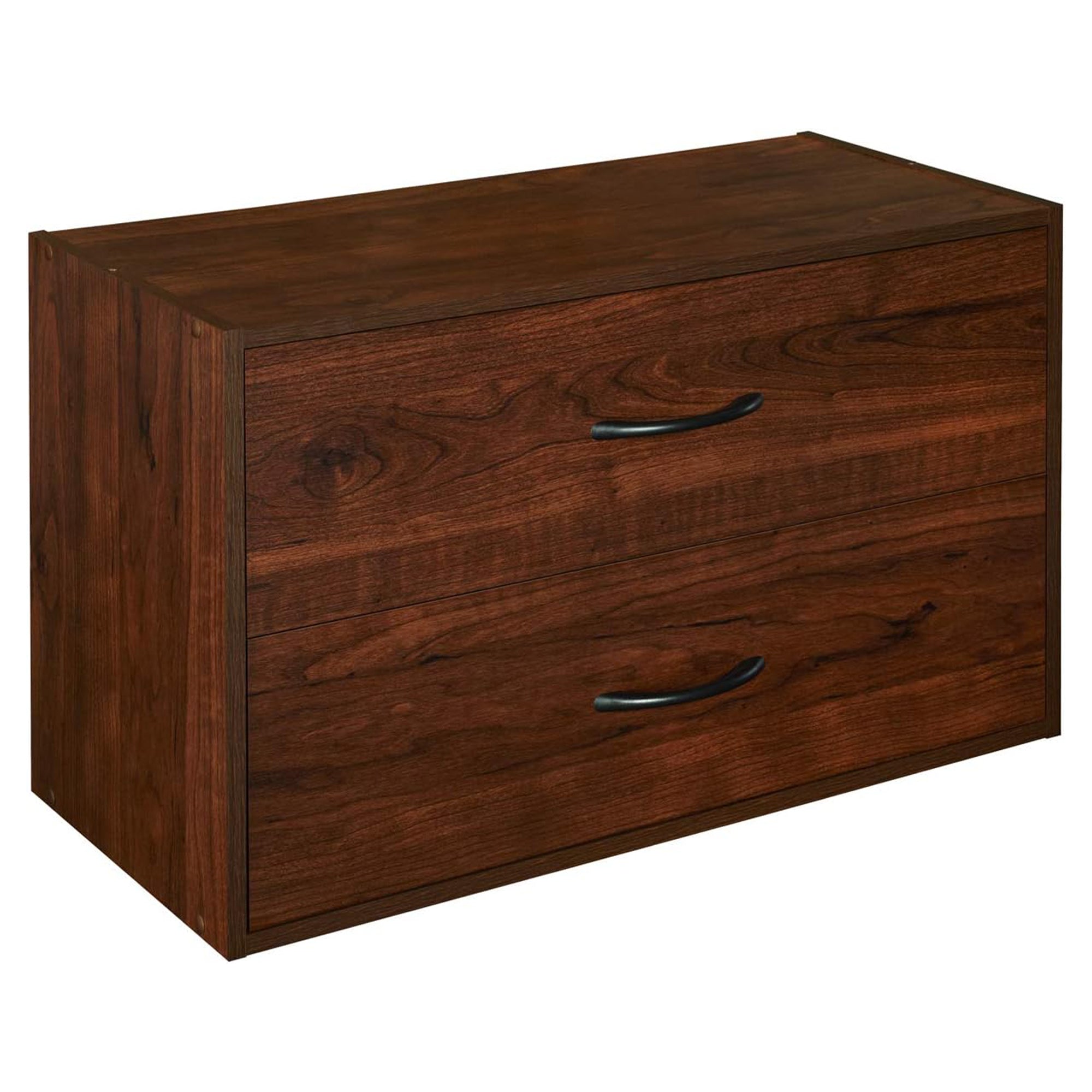 ClosetMaid Stackable 2 Drawer Wooden Horizontal Storage Organizer, Dark Cherry - VMInnovations
