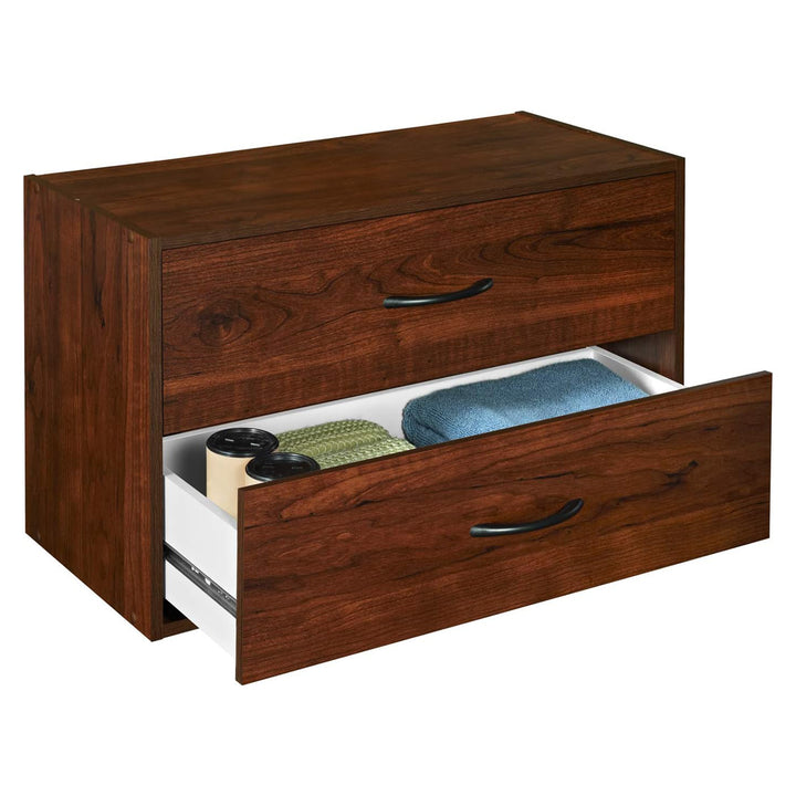 ClosetMaid Stackable 2 Drawer Wooden Horizontal Storage Organizer, Dark Cherry - VMInnovations