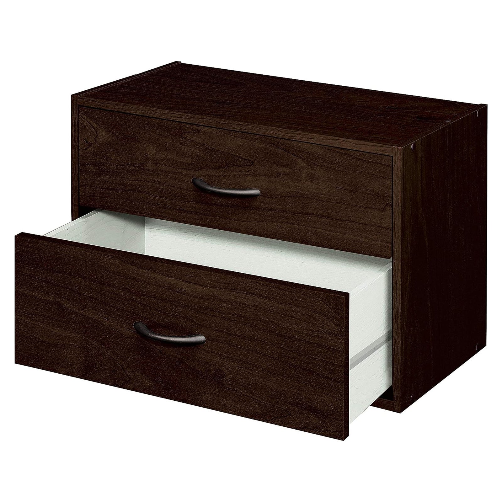 ClosetMaid Stackable 2 Drawer Wooden Horizontal Storage Organizer, Espresso - VMInnovations