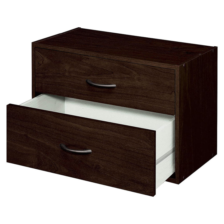 ClosetMaid Stackable 2 Drawer Wooden Horizontal Storage Organizer, Espresso - VMInnovations