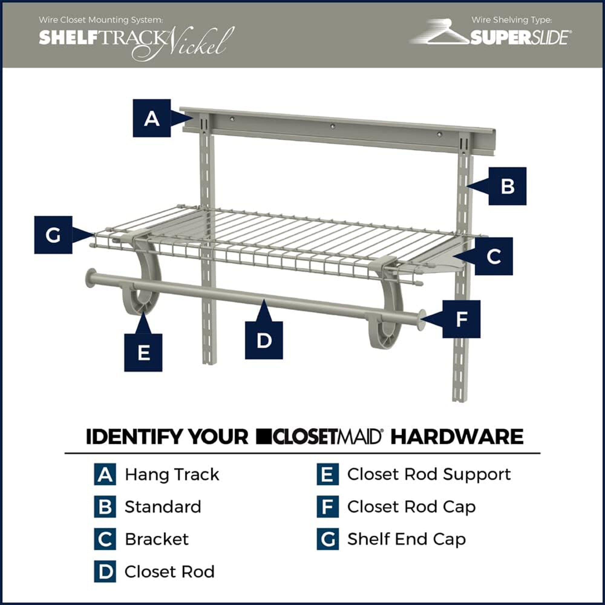 ClosetMaid ShelfTrack 80 Inch Hang Track Rail for Closets and Utility Rooms - VMInnovations
