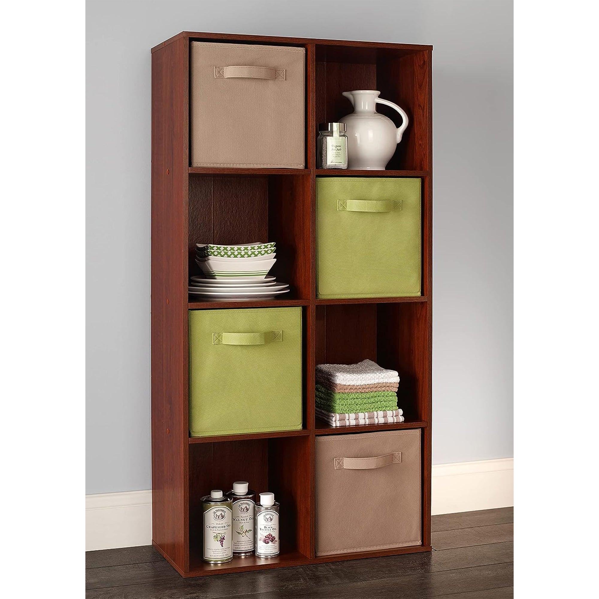 ClosetMaid 8 Cube Cubby Wood Open Bookcase Display Shelf Organizer, Dark Cherry - VMInnovations