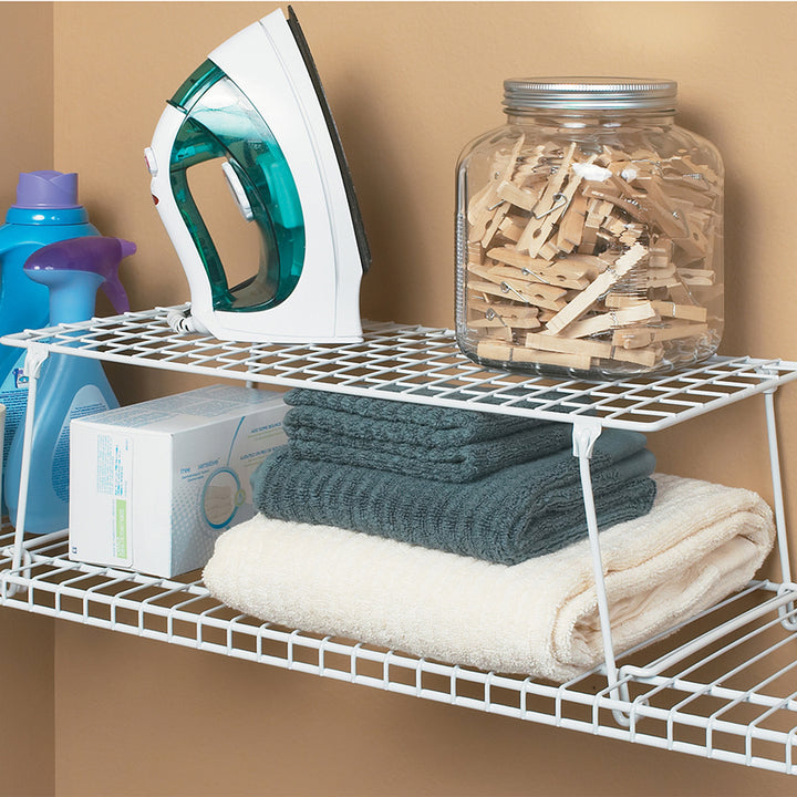 ClosetMaid Stack & Hang 21.5x10.75x7.87'' Stainless Steel Wire Shelf Unit, White - VMInnovations