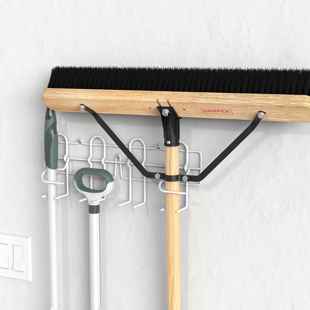 ClosetMaid Steel Broom and Mop Holder for Homes with Wall or Door Mount, White - VMInnovations