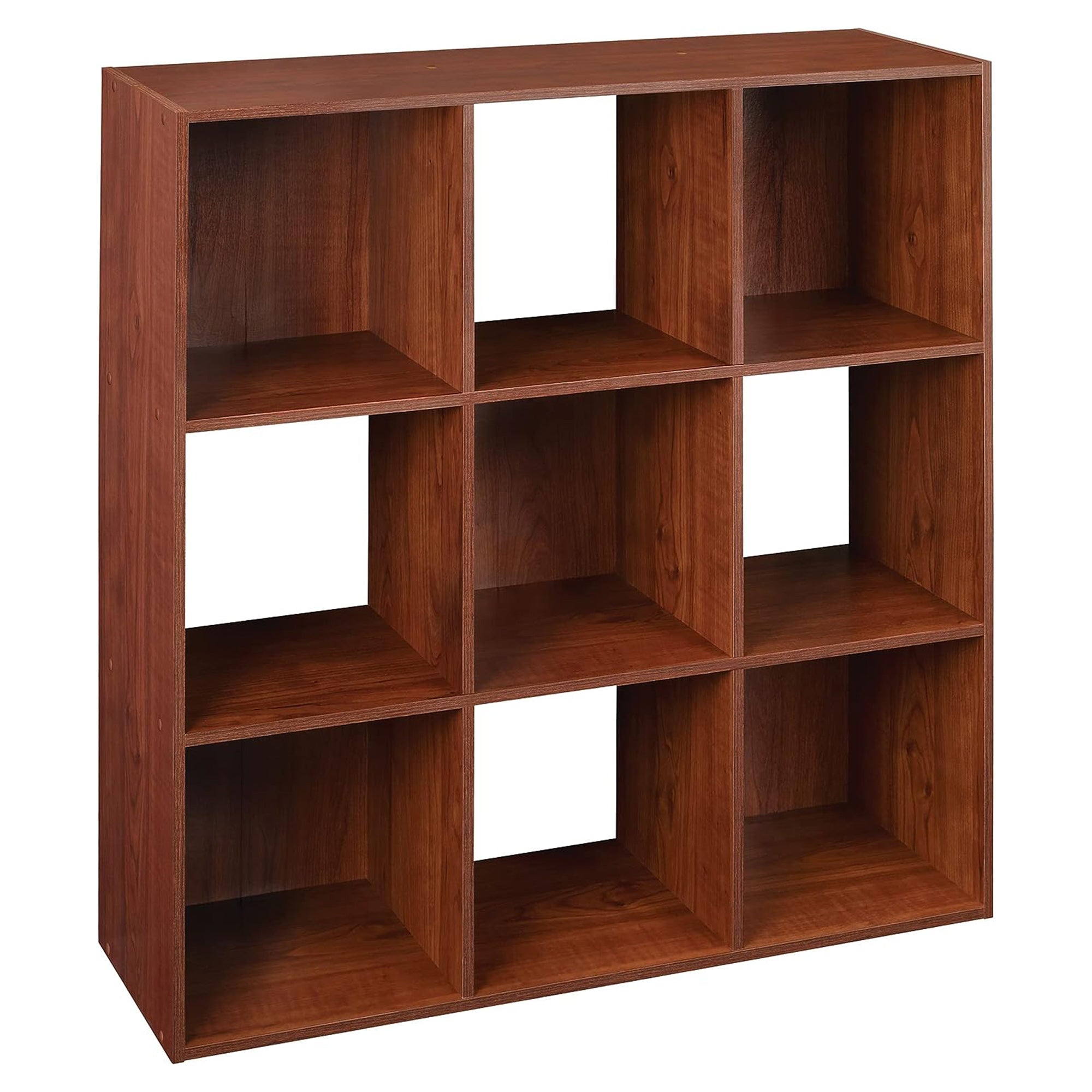 ClosetMaid 9 Cube Cubby Wood Open Bookcase Display Shelf Organizer, Dark Cherry - VMInnovations