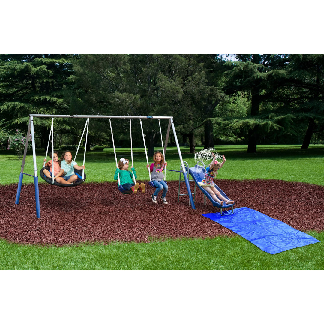 XDP Recreation Aqua Play Outdoor Park with Super Disc Swing and Water Wave Slide - VMInnovations