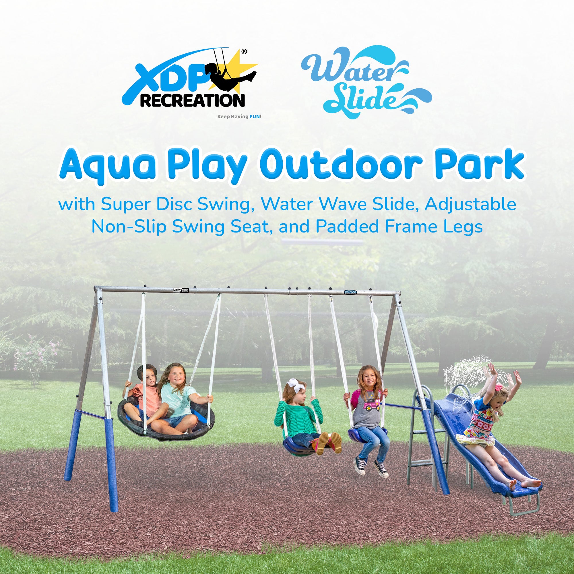 XDP Aqua Play Outdoor Park w/Super Disc Swing & Water Wave Slide (Open Box) - VMInnovations