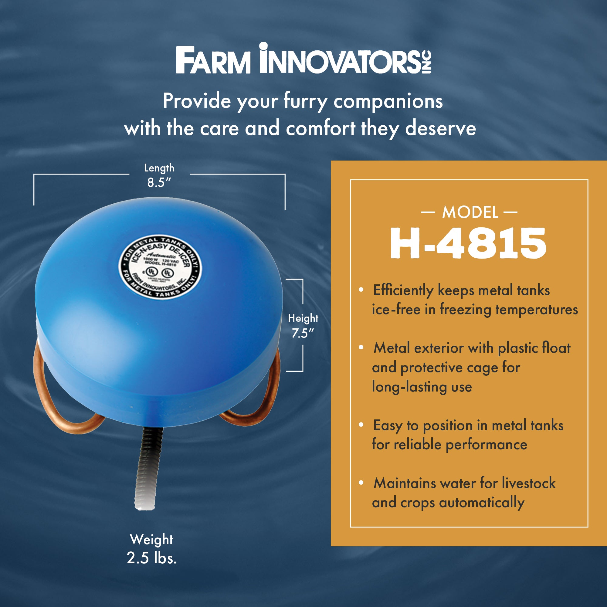 Farm Innovators Ice N Easy Economical Tank 1500W Traditional Floating De Icer - VMInnovations