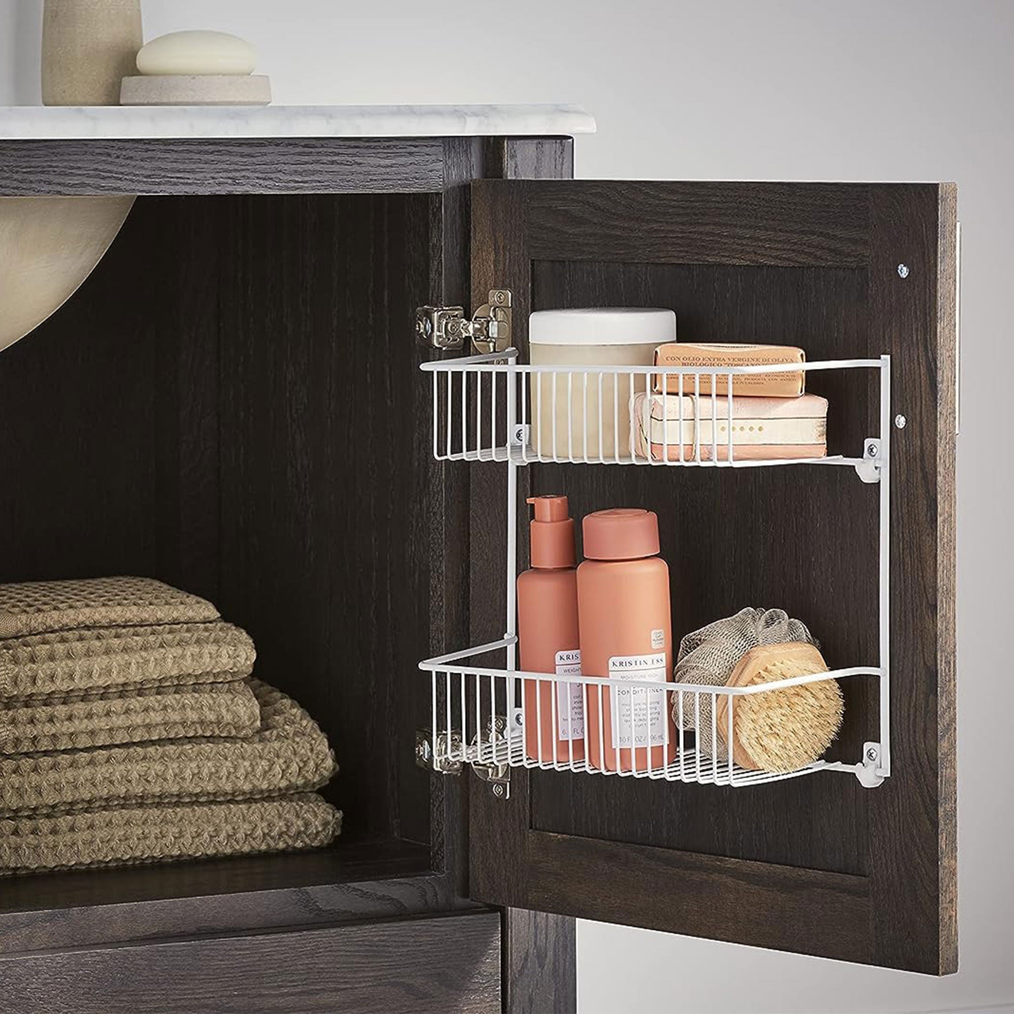 ClosetMaid 2 Tier Door or Wall Mount Rack Organizer for Home and Kitchen, White