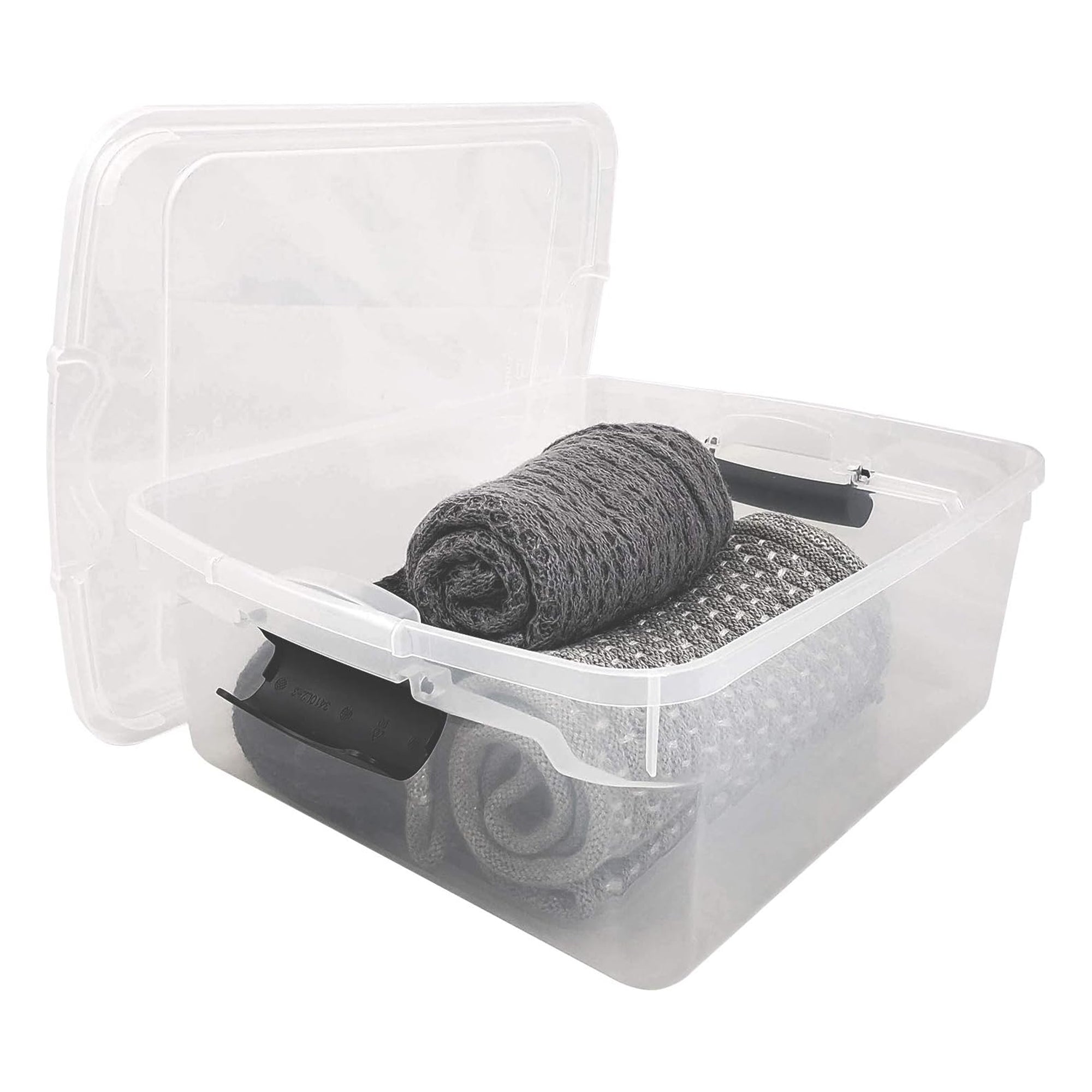 Homz 15.5 Qt Plastic Stackable Storage Container w/Lid, Gray Latch (12 Pack) - VMInnovations