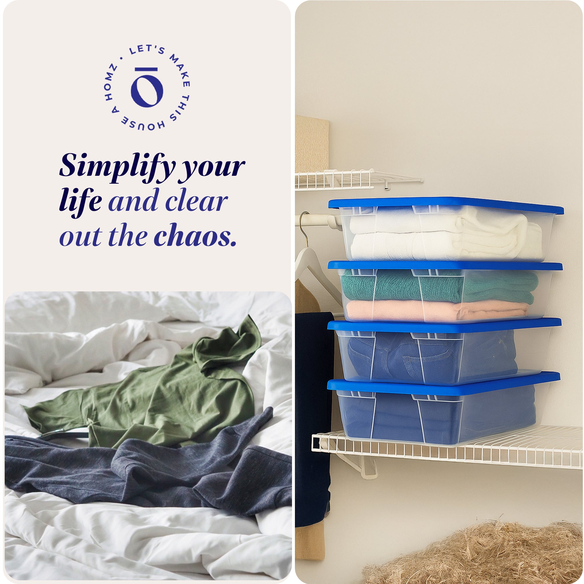 Homz Snaplock 41 Qt Stackable Plastic Storage Container w/ Lid, Blue (4 Pack)