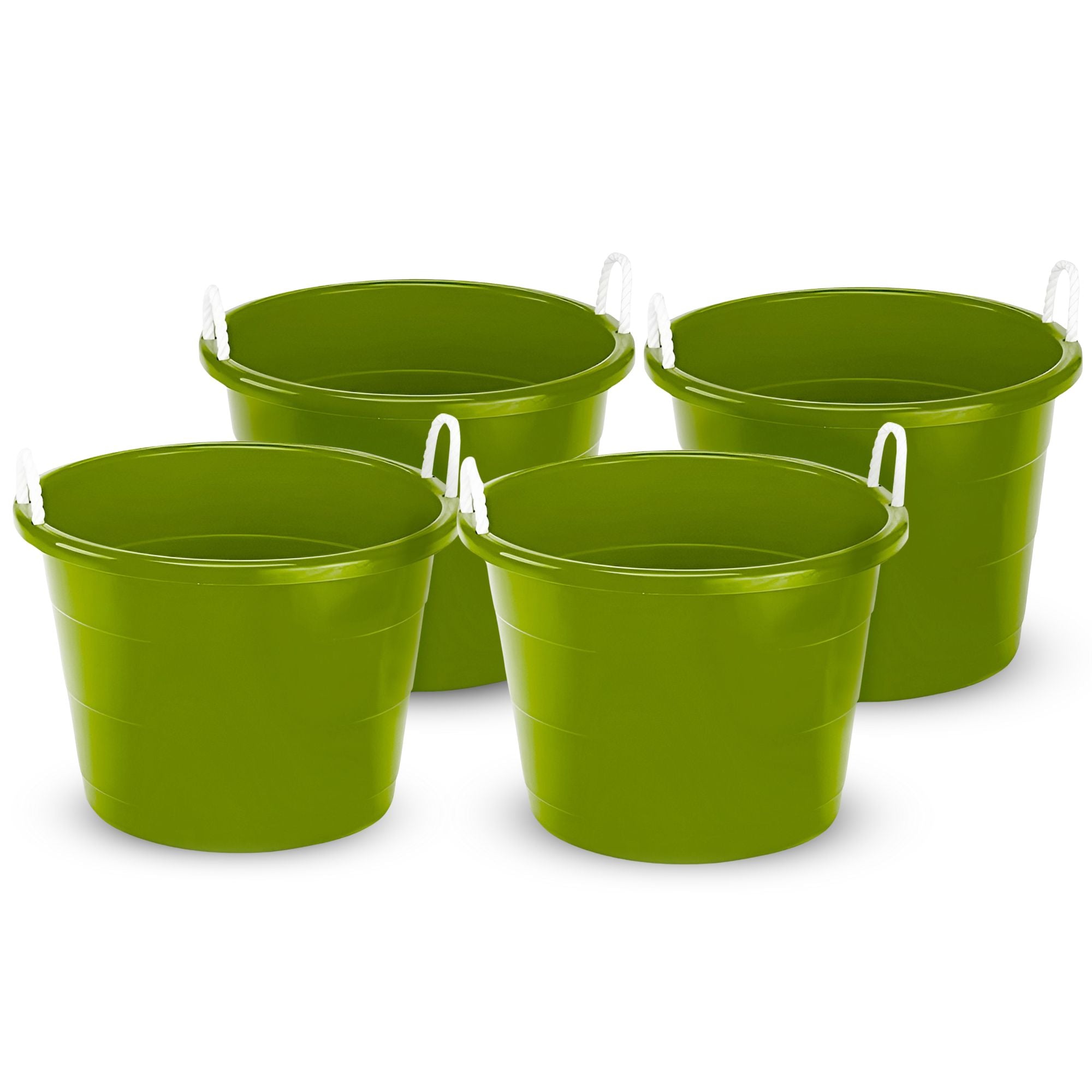 Homz 17 Gallon Indoor Outdoor Storage Bucket w/Rope Handles, Bold Lime (4 Pack) - VMInnovations