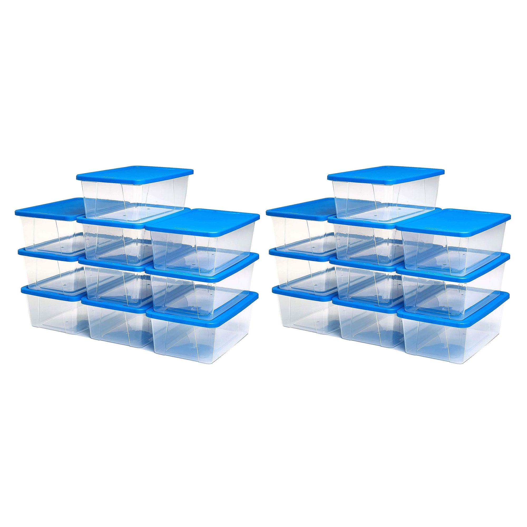 Homz Snaplock 6 Qt Stackable Plastic Storage Container w/Lid, Blue (20 Pack) - VMInnovations