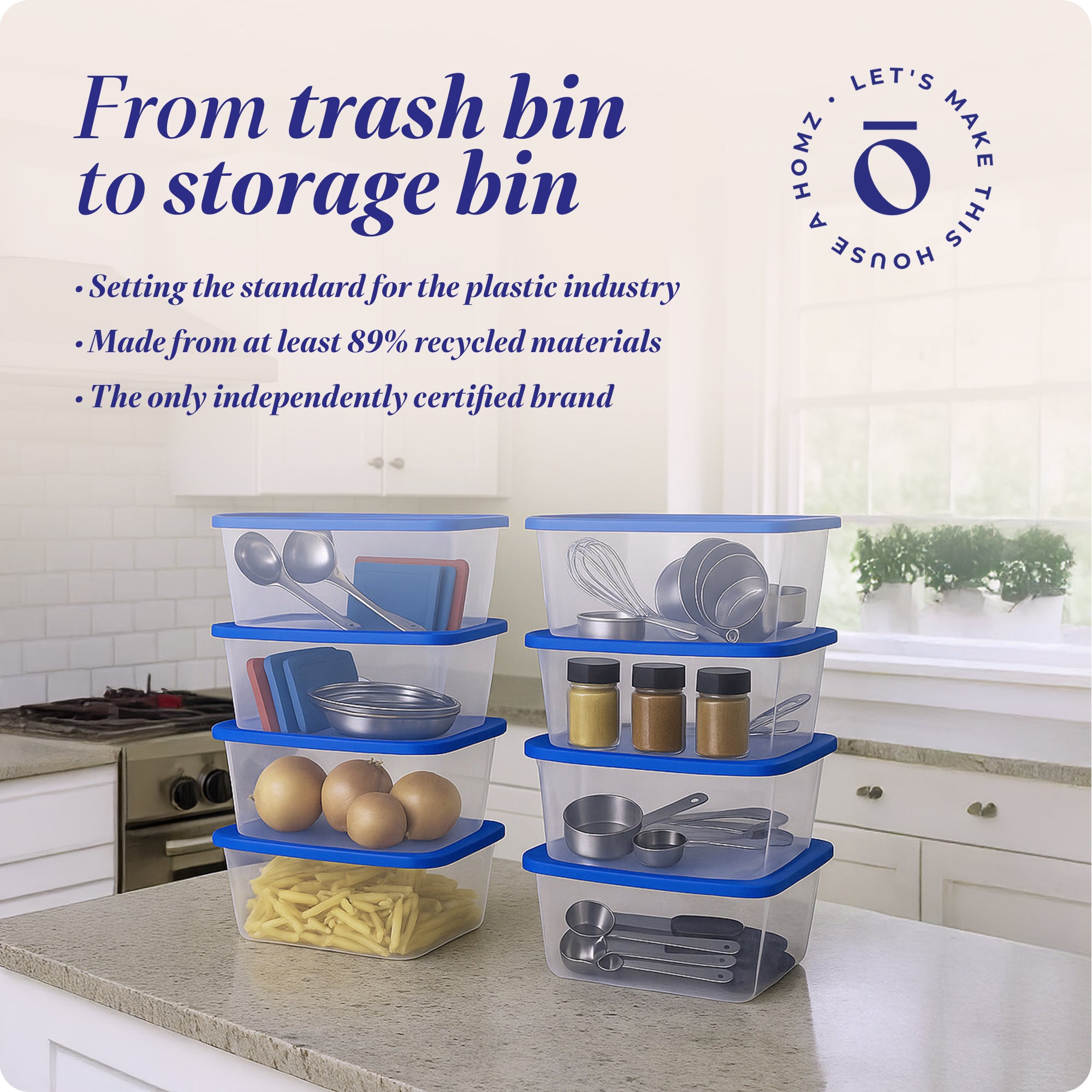 Homz Snaplock 6 Qt Stackable Plastic Storage Container w/Lid, Blue (20 Pack) - VMInnovations