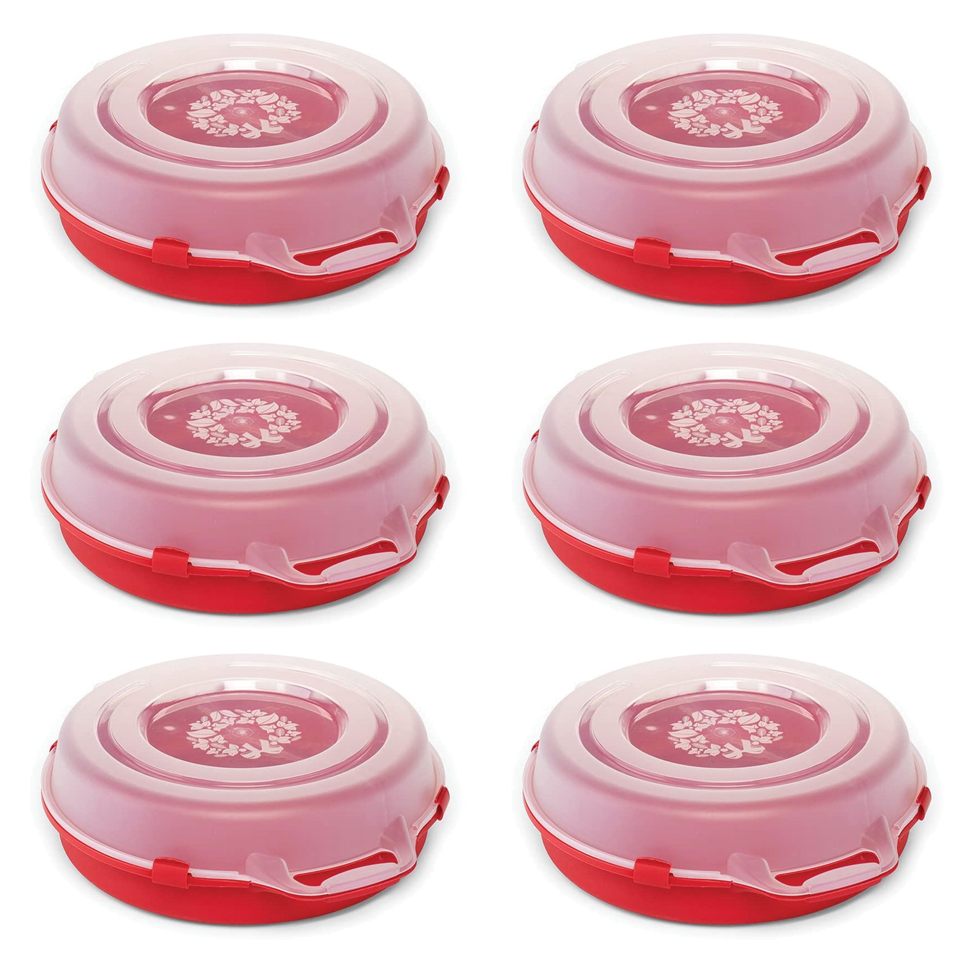 Homz 24 Inch Seasonal Holiday Christmas Plastic Wreath Storage Box, Red (6 Pack) - VMInnovations