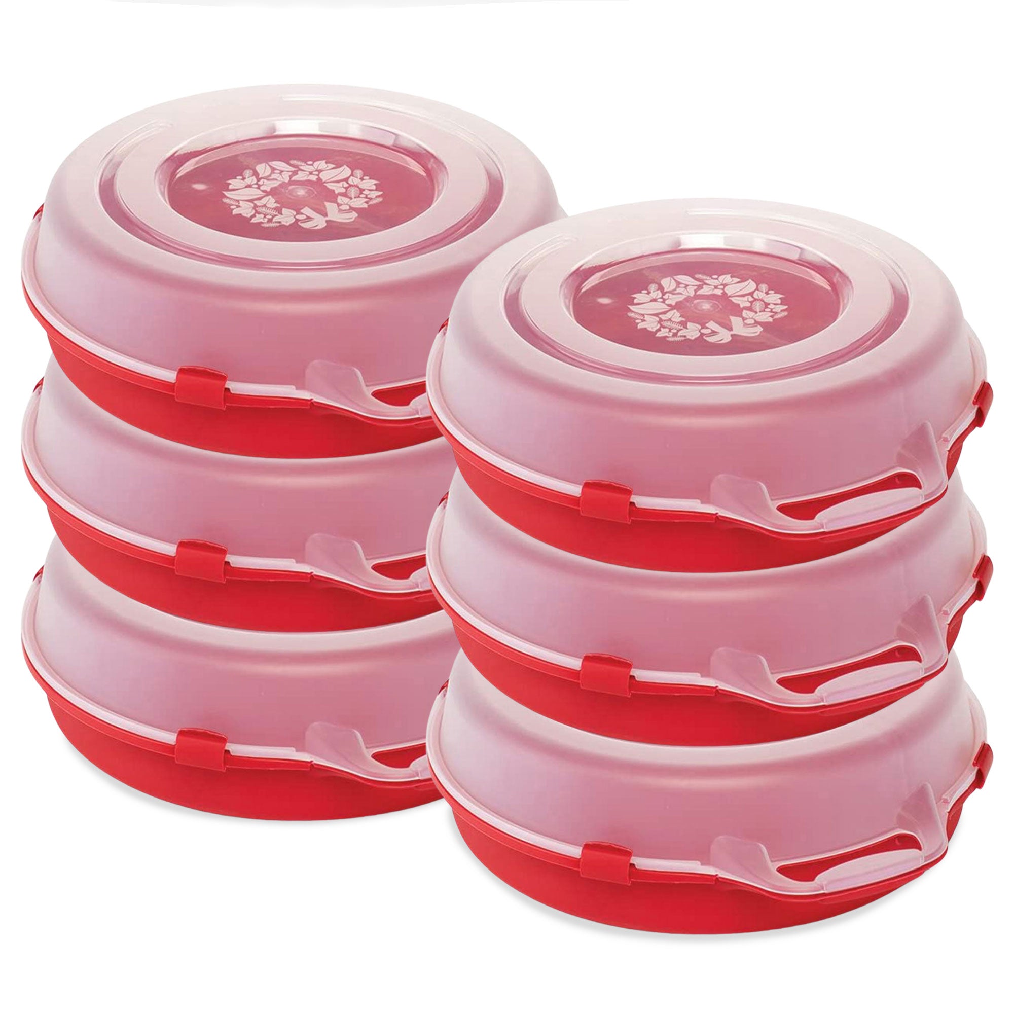 Homz 24 Inch Seasonal Holiday Christmas Plastic Wreath Storage Box, Red (6 Pack)