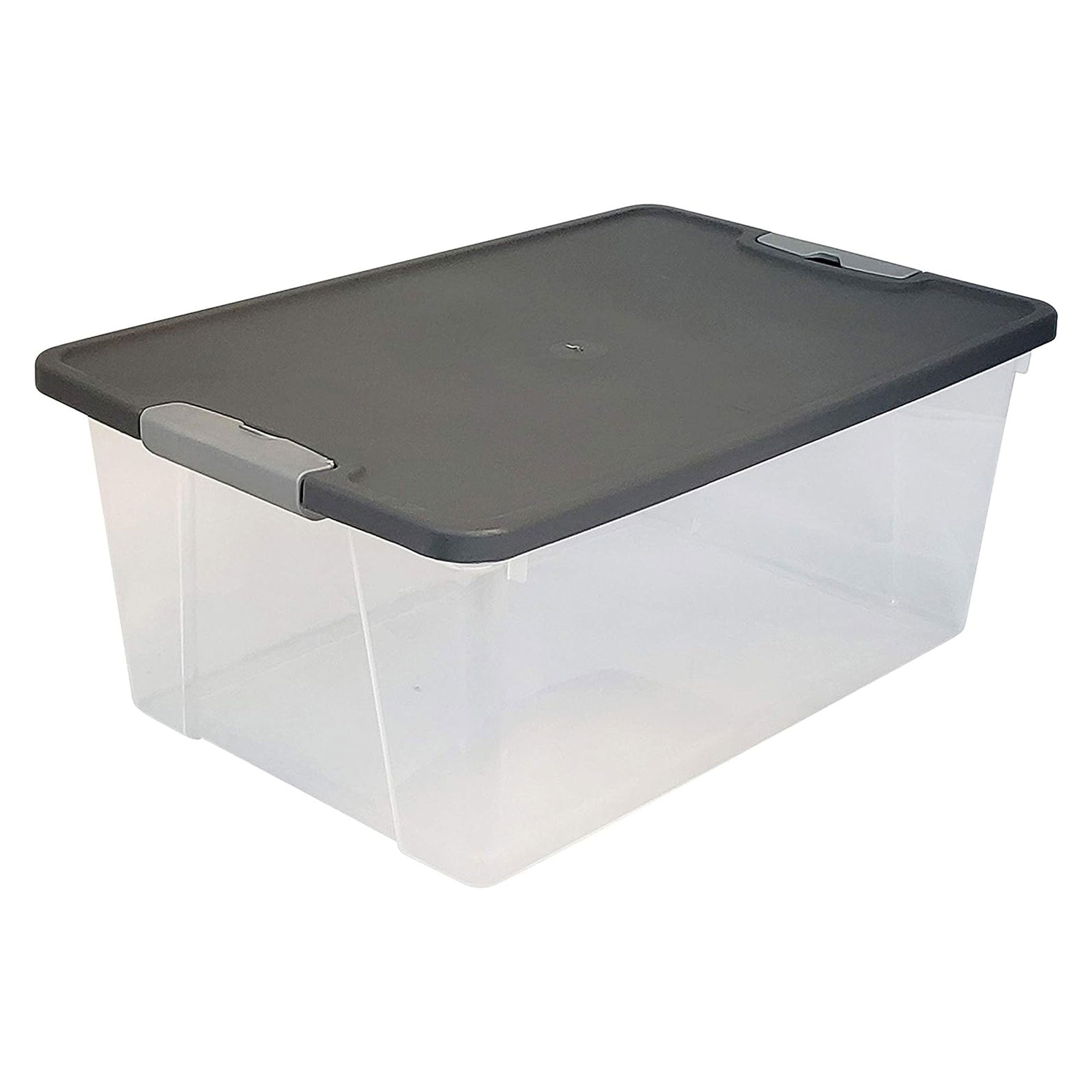 Homz 15 Qt Stackable Plastic Storage Container w/Snaplock Lid, Gray (8 Pack) - VMInnovations