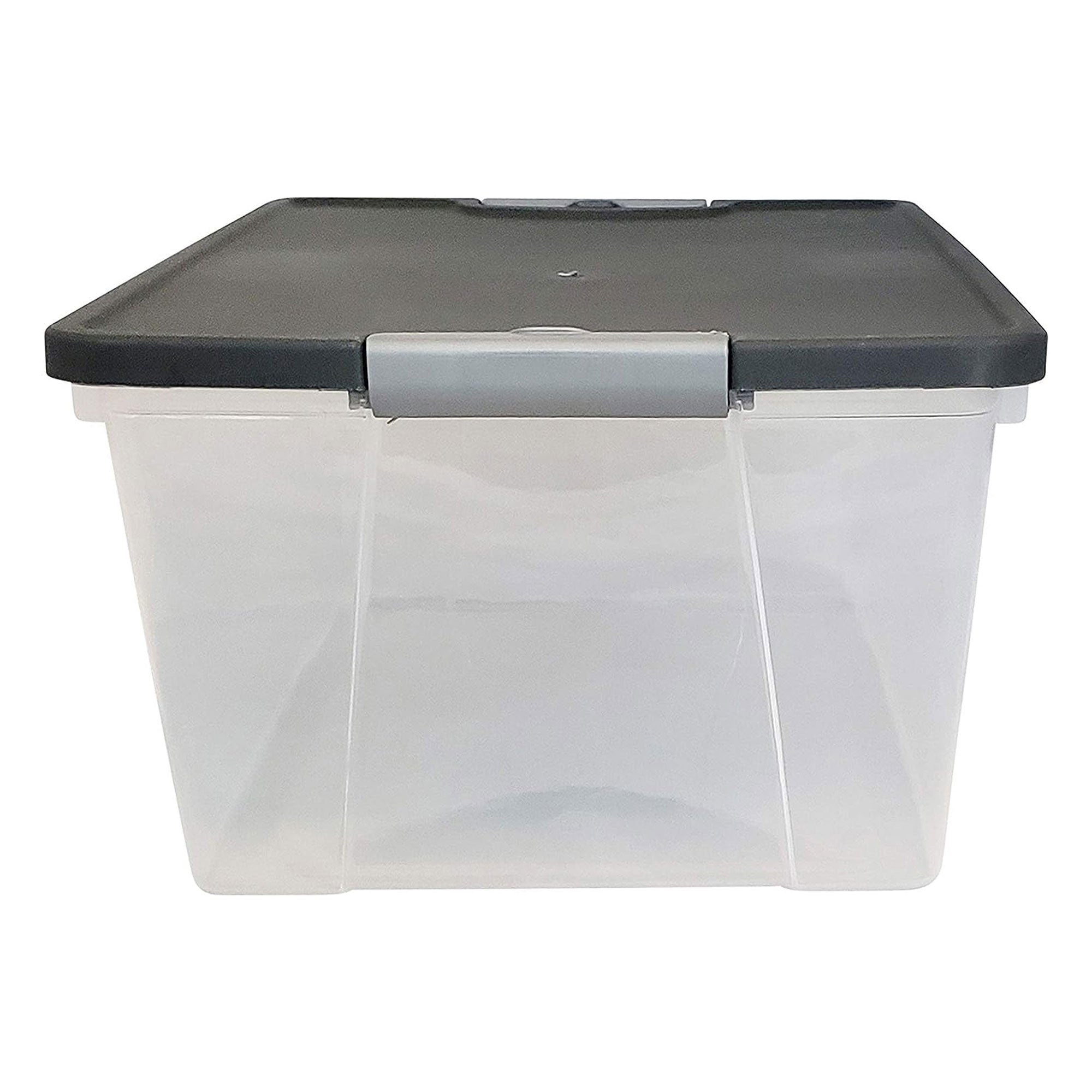 Homz 15 Qt Stackable Plastic Storage Container w/Snaplock Lid, Gray (8 Pack) - VMInnovations