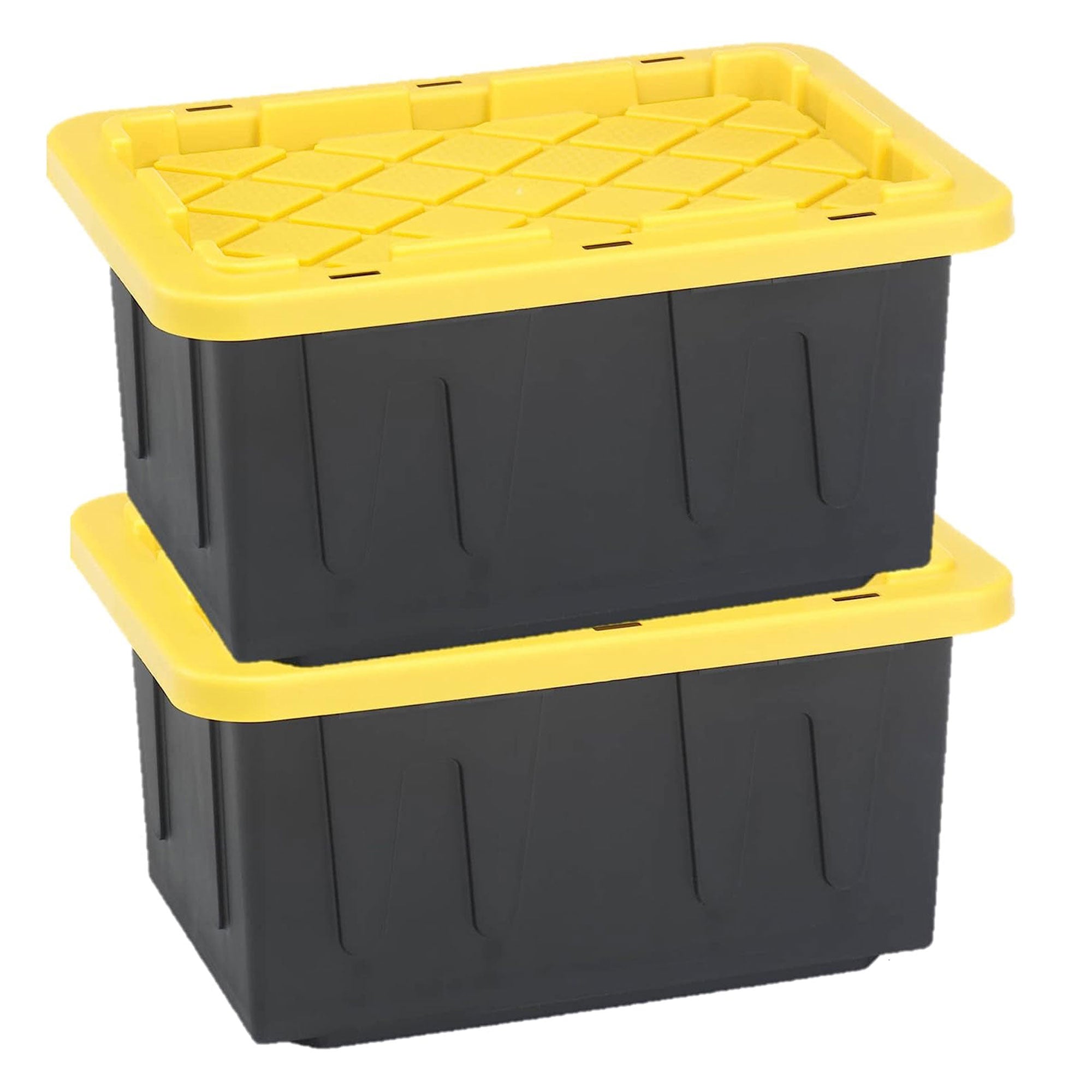 Homz 15 Gallon Durabilt Storage Container with Snap Lid, Black/Yellow (4 Pack)